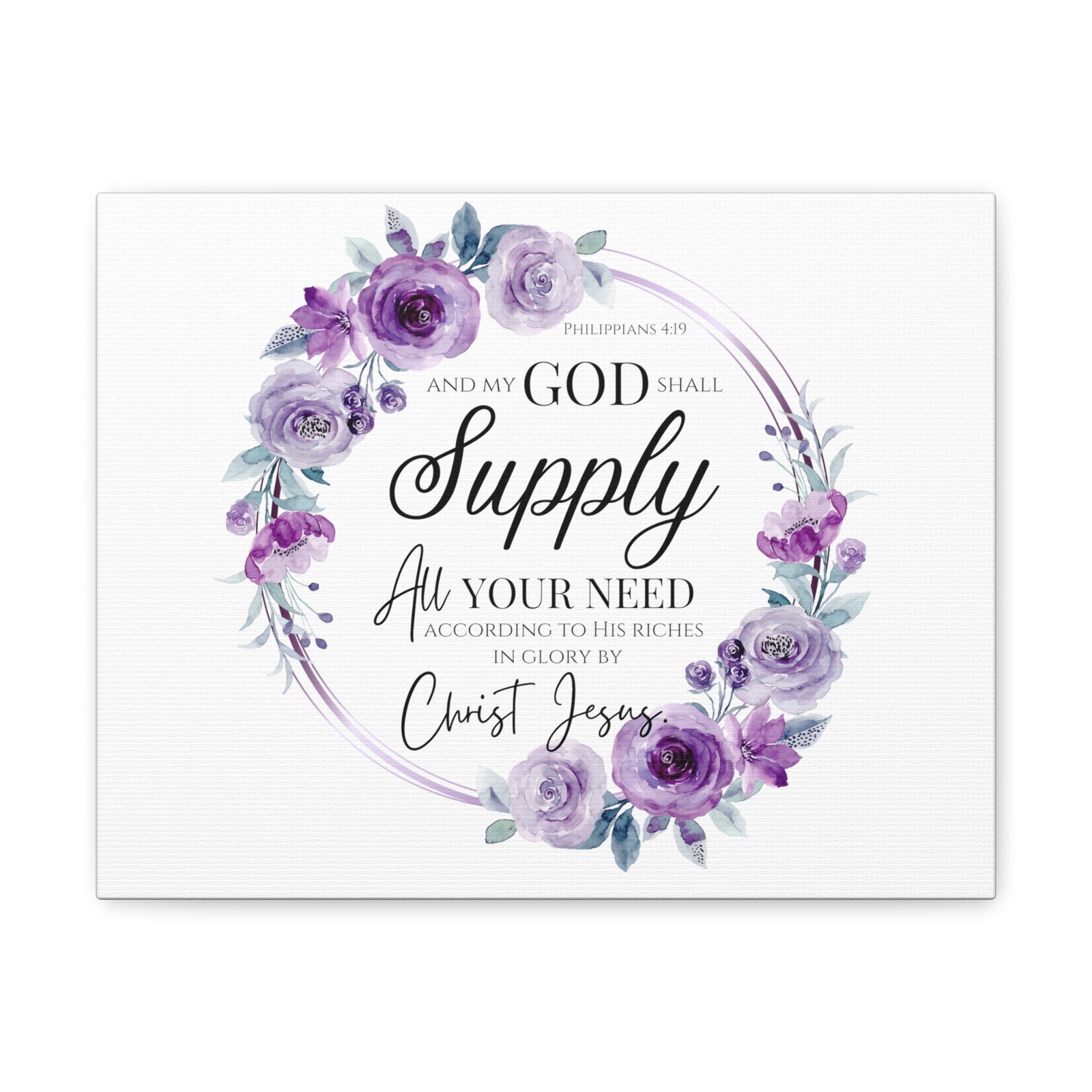Scripture Walls Philippians 4:19 God Shall Supply Bible Verse Canvas Christian Wall Art Ready to Hang Unframed-Express Your Love Gifts