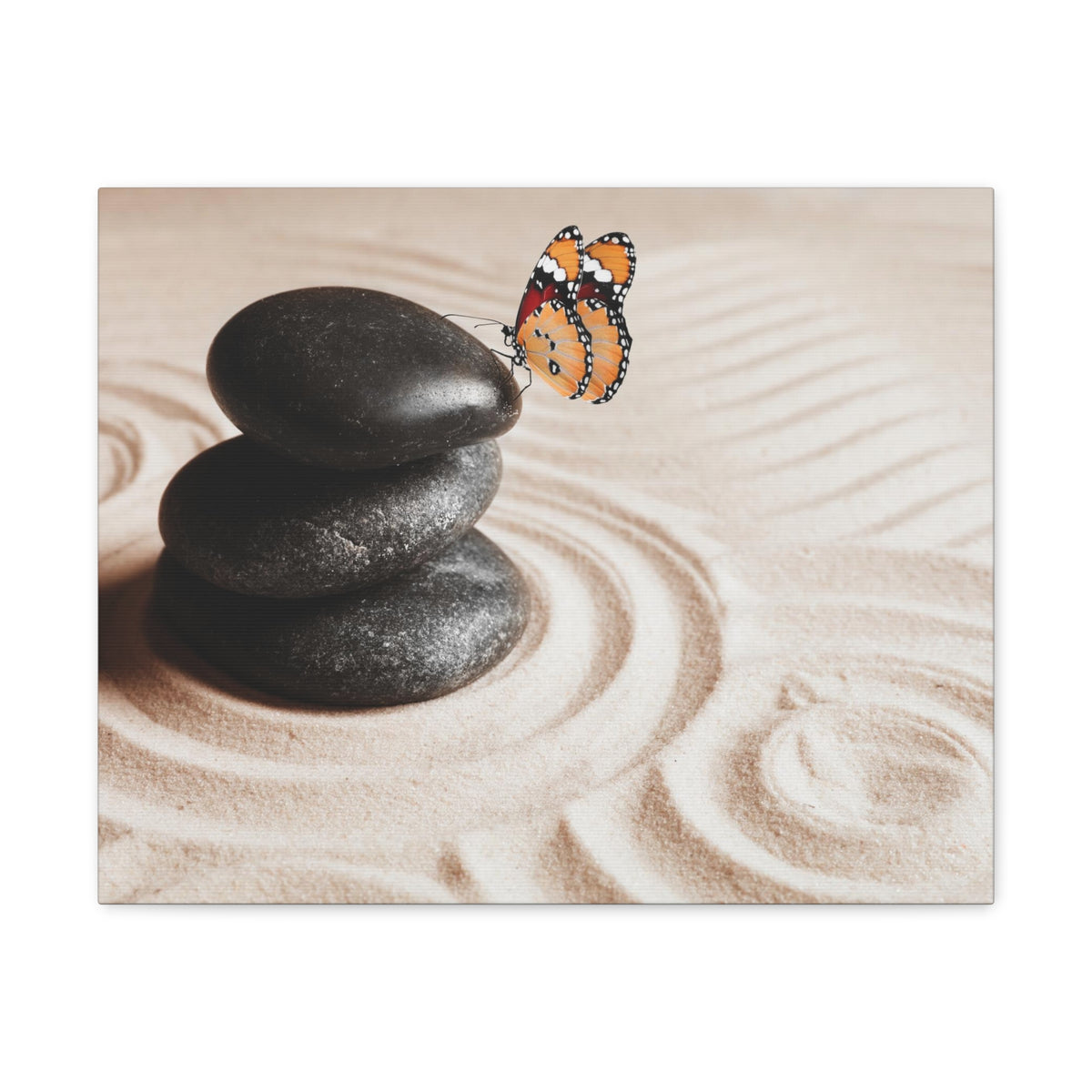 Stones on Sand Forest Floral Nature Photography Canvas Wall Art for Home Decor Ready-to-Hang-Express Your Love Gifts