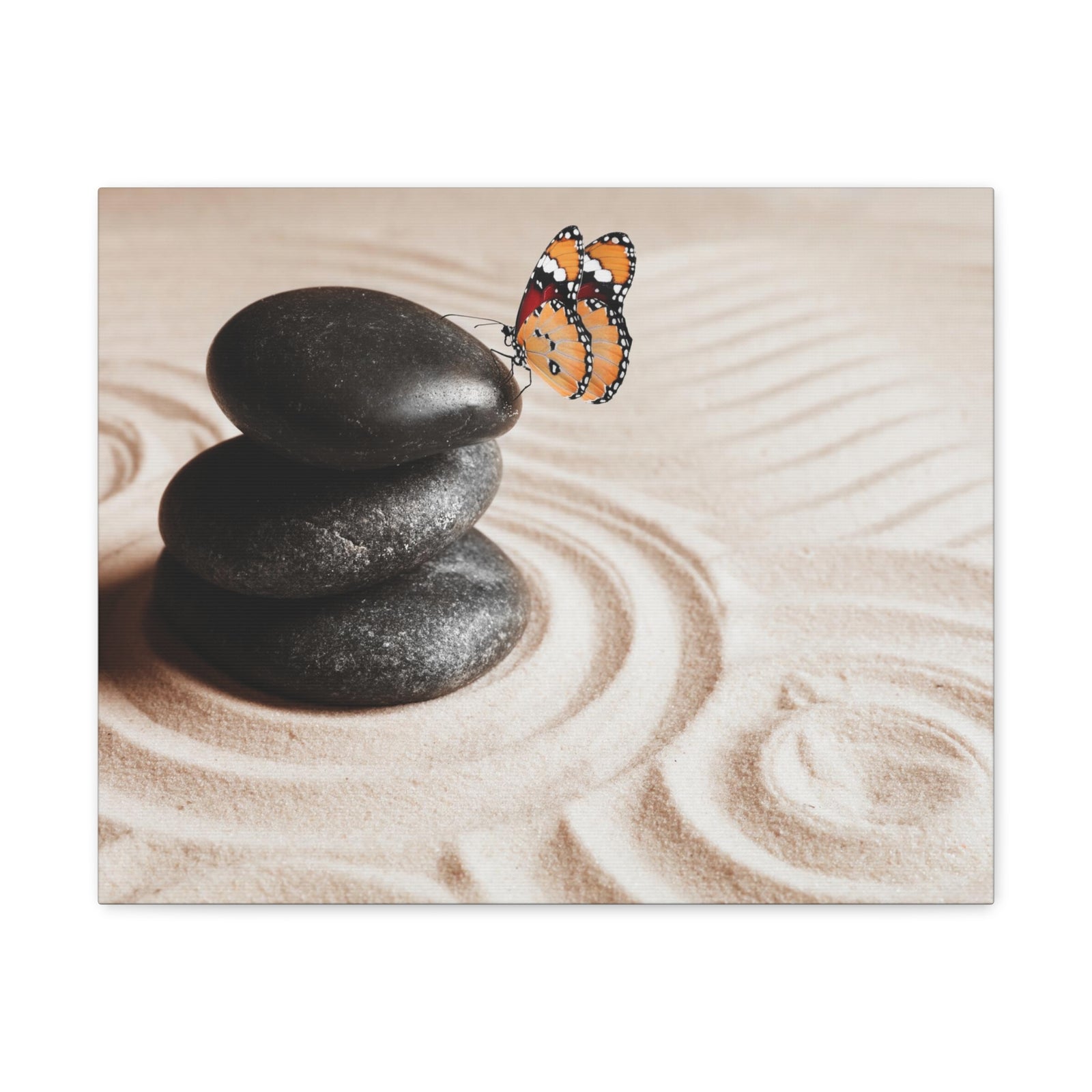 Stones on Sand Forest Floral Nature Photography Canvas Wall Art for Home Decor Ready-to-Hang-Express Your Love Gifts