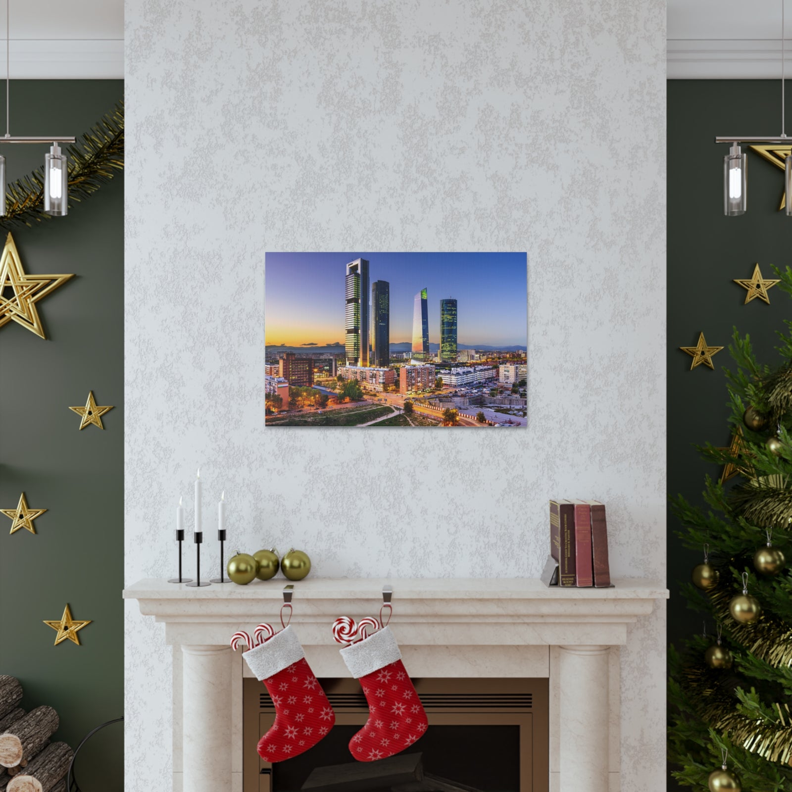 Madrid Night Skyline Canvas Artwork High-Quality Breathtaking Stunning Cityscape for Home Decor Ready to Hang-Express Your Love Gifts