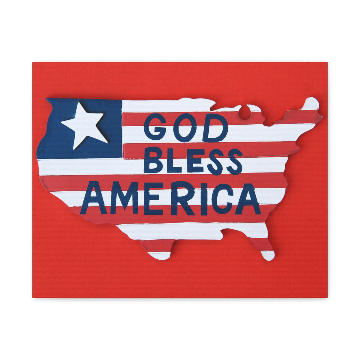 God Bless America Map of USA Canvas Wall Art for Home Decor Ready-to-Hang-Express Your Love Gifts