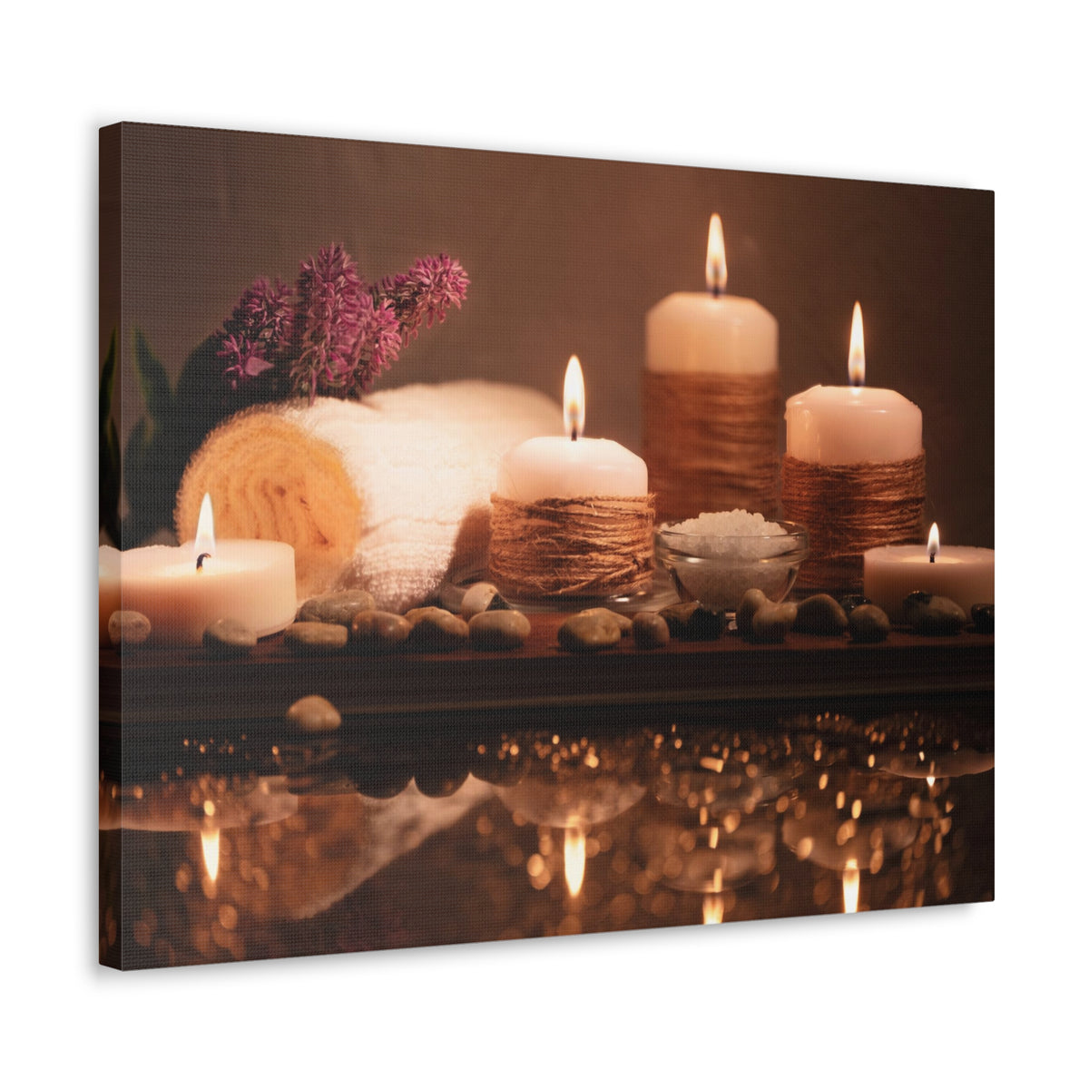 Pebbles and Aromatic Candles Forest Floral Nature Photography Canvas Wall Art for Home Decor Ready-to-Hang-Express Your Love Gifts