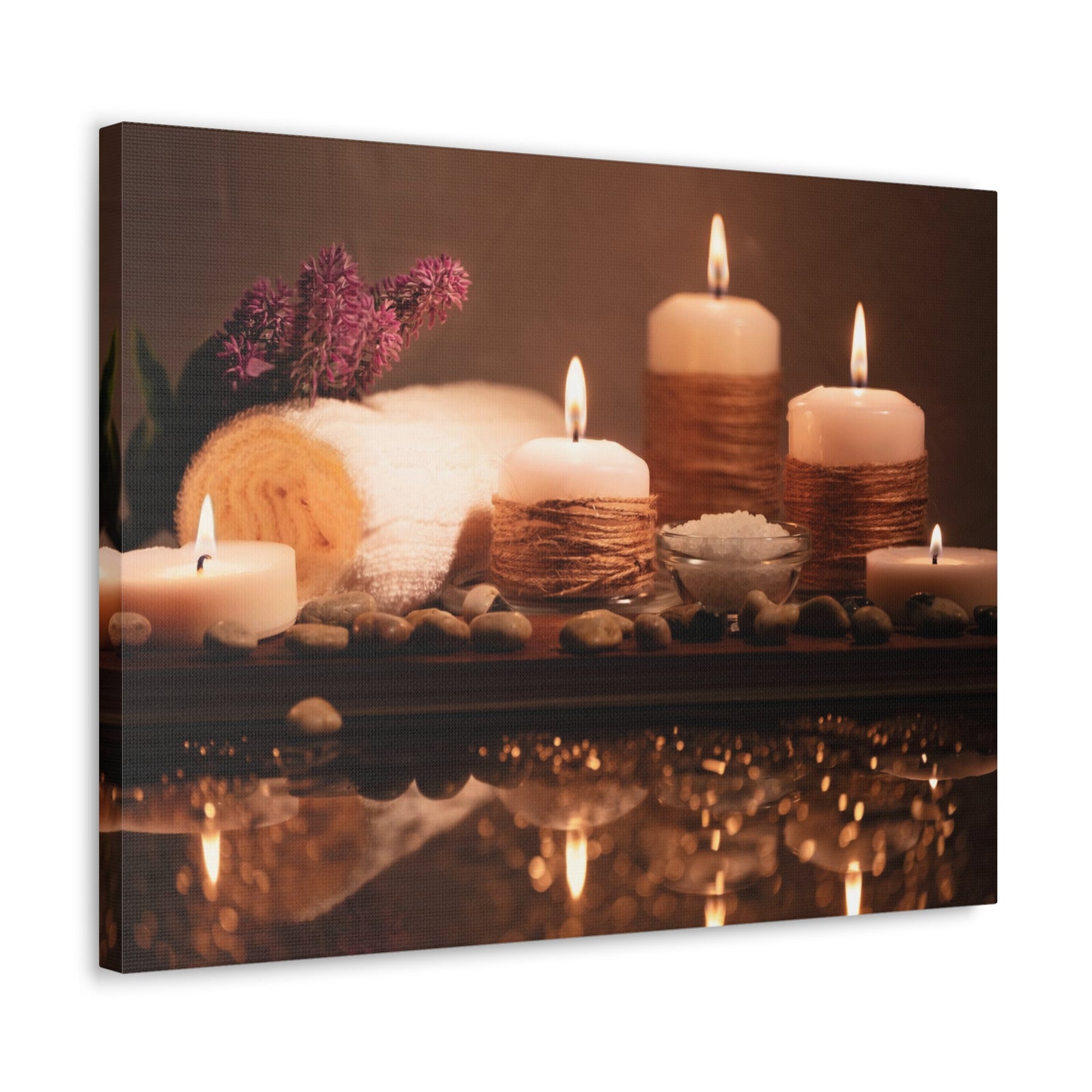 Pebbles and Aromatic Candles Forest Floral Nature Photography Canvas Wall Art for Home Decor Ready-to-Hang-Express Your Love Gifts