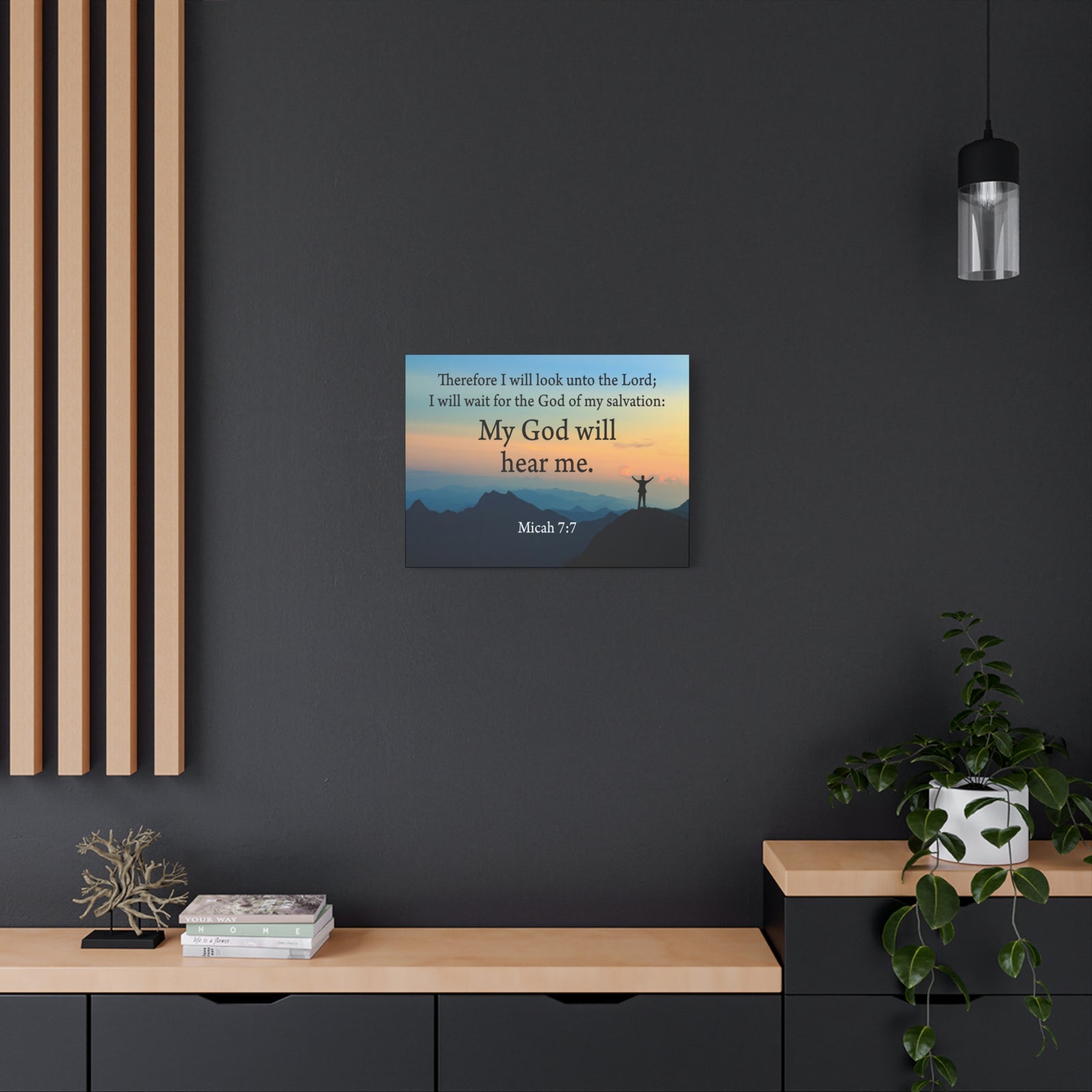 Scripture Walls My God Will Hear Me Micah 7:7 Bible Verse Canvas Christian Wall Art Ready to Hang-Express Your Love Gifts