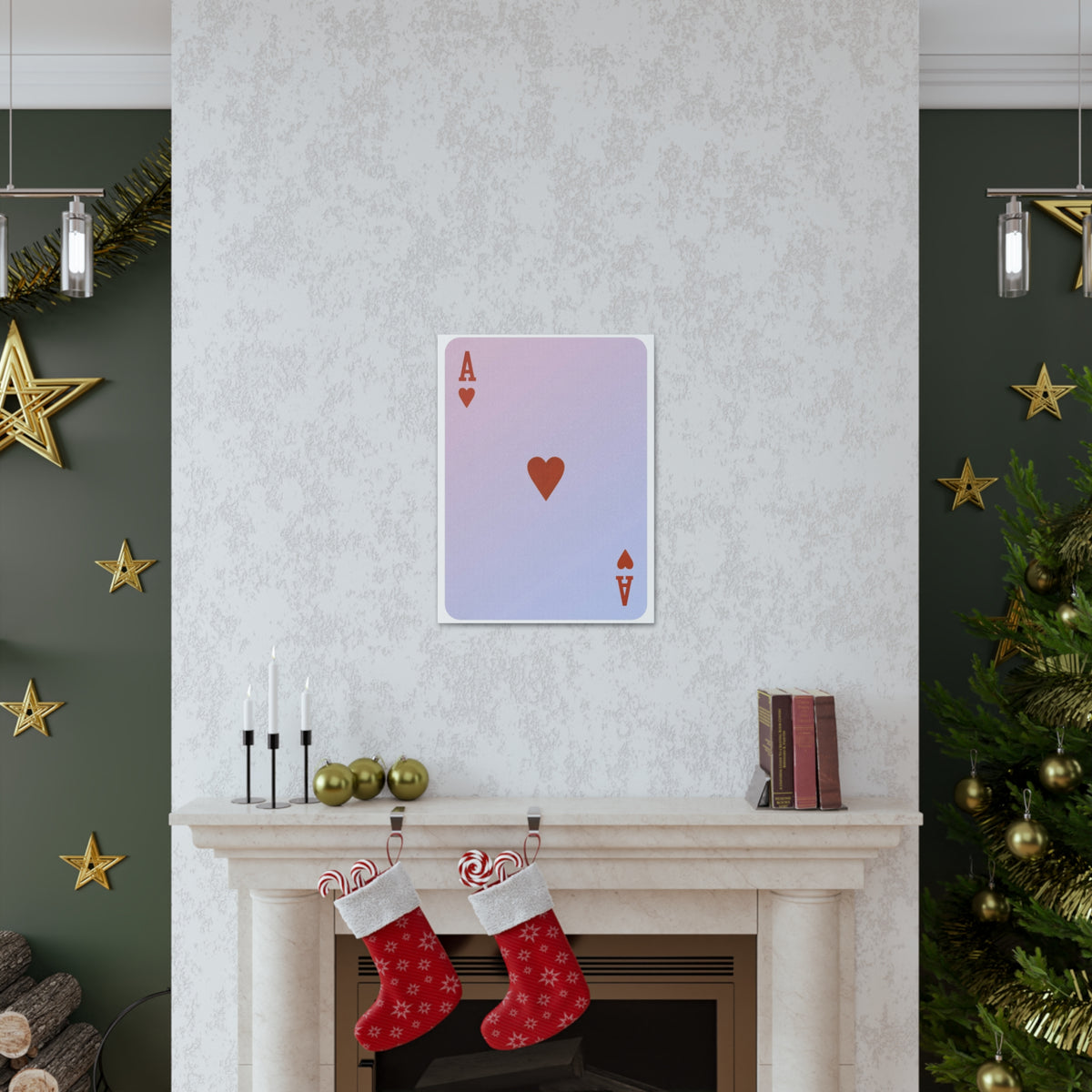 Ace Of Hearts Playing Card Canvas Wall Art for Home Decor Ready-to-Hang-Express Your Love Gifts
