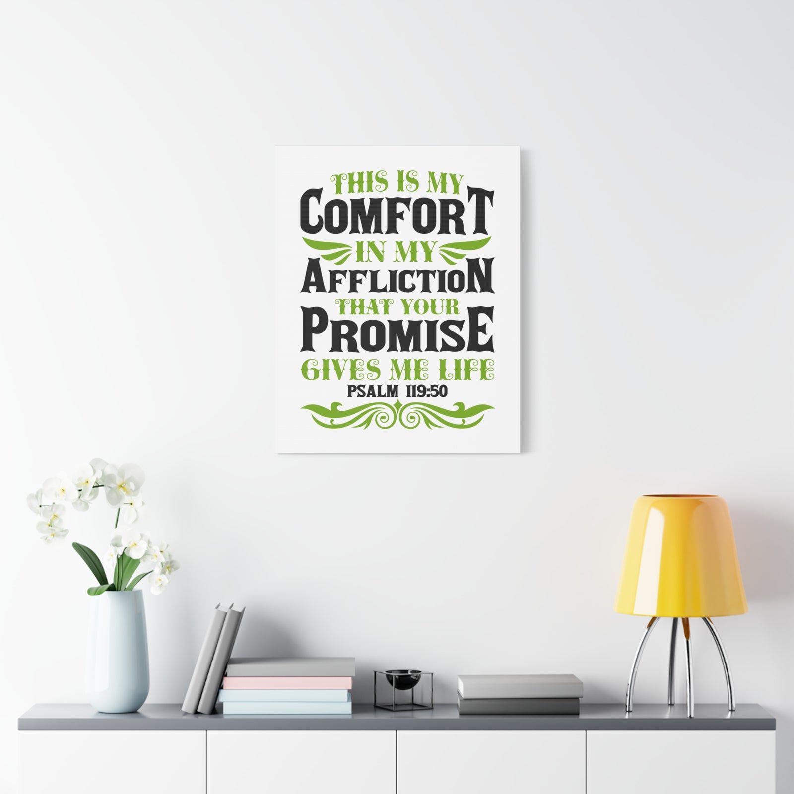 Scripture Canvas Gives Me Life Psalm 119:50 Christian Wall Art Bible Verse Print Ready to Hang-Express Your Love Gifts