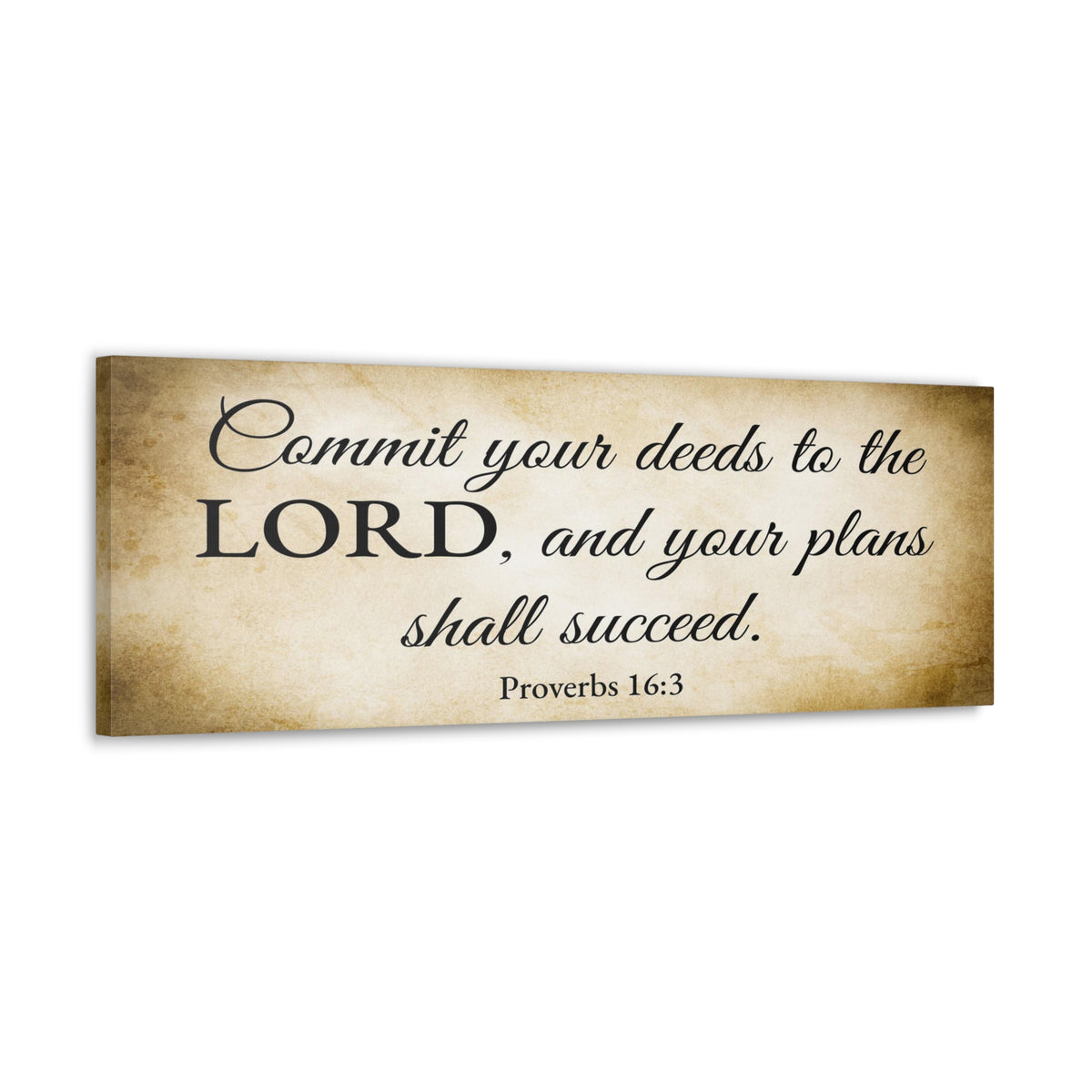 Scripture Walls Proverbs 16:3 Gold Bible Verse Canvas Christian Wall Art Ready to Hang Unframed-Express Your Love Gifts