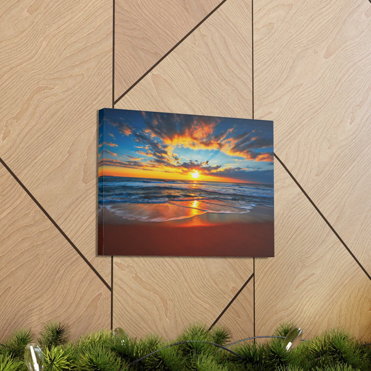 Sunrise On The Beach Ocean Canvas Wall Art for Home Decor Ready-to-Hang-Express Your Love Gifts