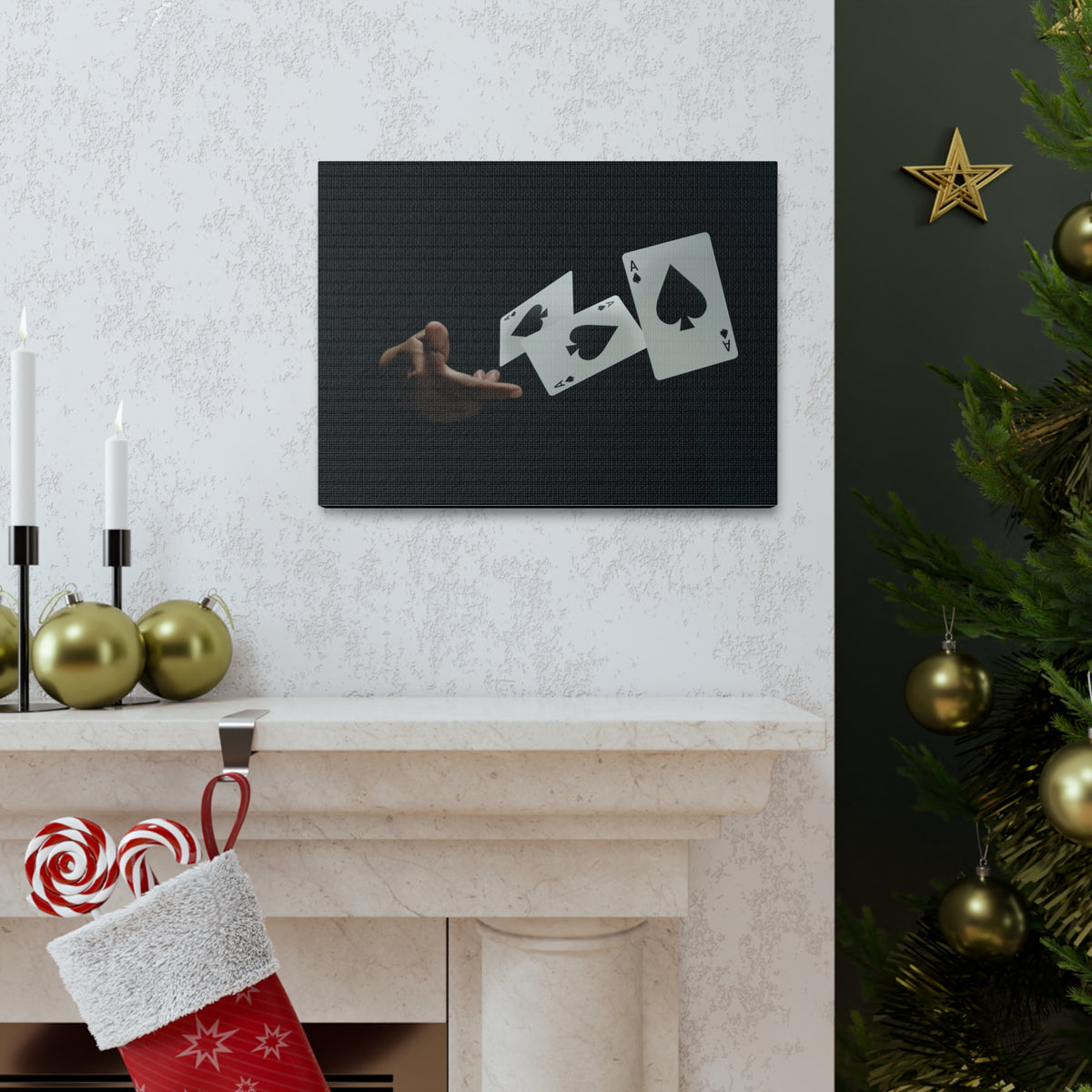 Magician Throwing Ace of Spades Playing Card Canvas Wall Art for Home Decor Ready-to-Hang-Express Your Love Gifts