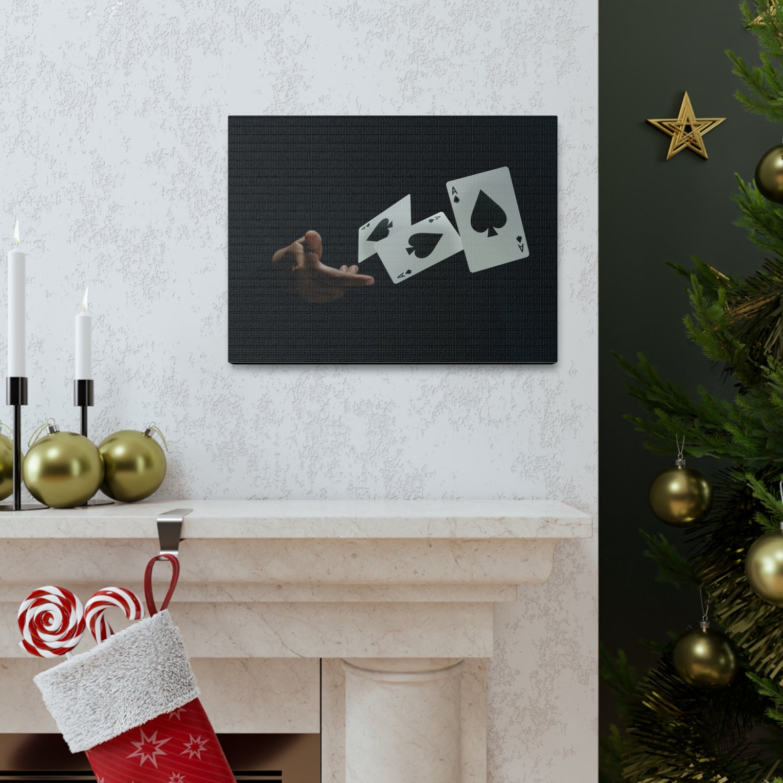 Magician Throwing Ace of Spades Playing Card Canvas Wall Art for Home Decor Ready-to-Hang-Express Your Love Gifts