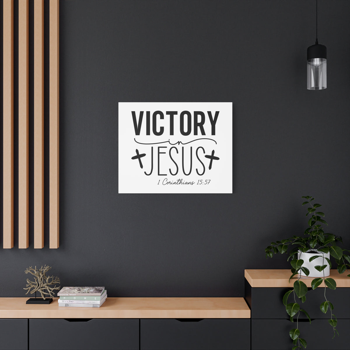 Scripture Walls 1 Corinthians 15:57 Victory in Jesus Bible Verse Canvas Christian Wall Art Ready to Hang Unframed-Express Your Love Gifts