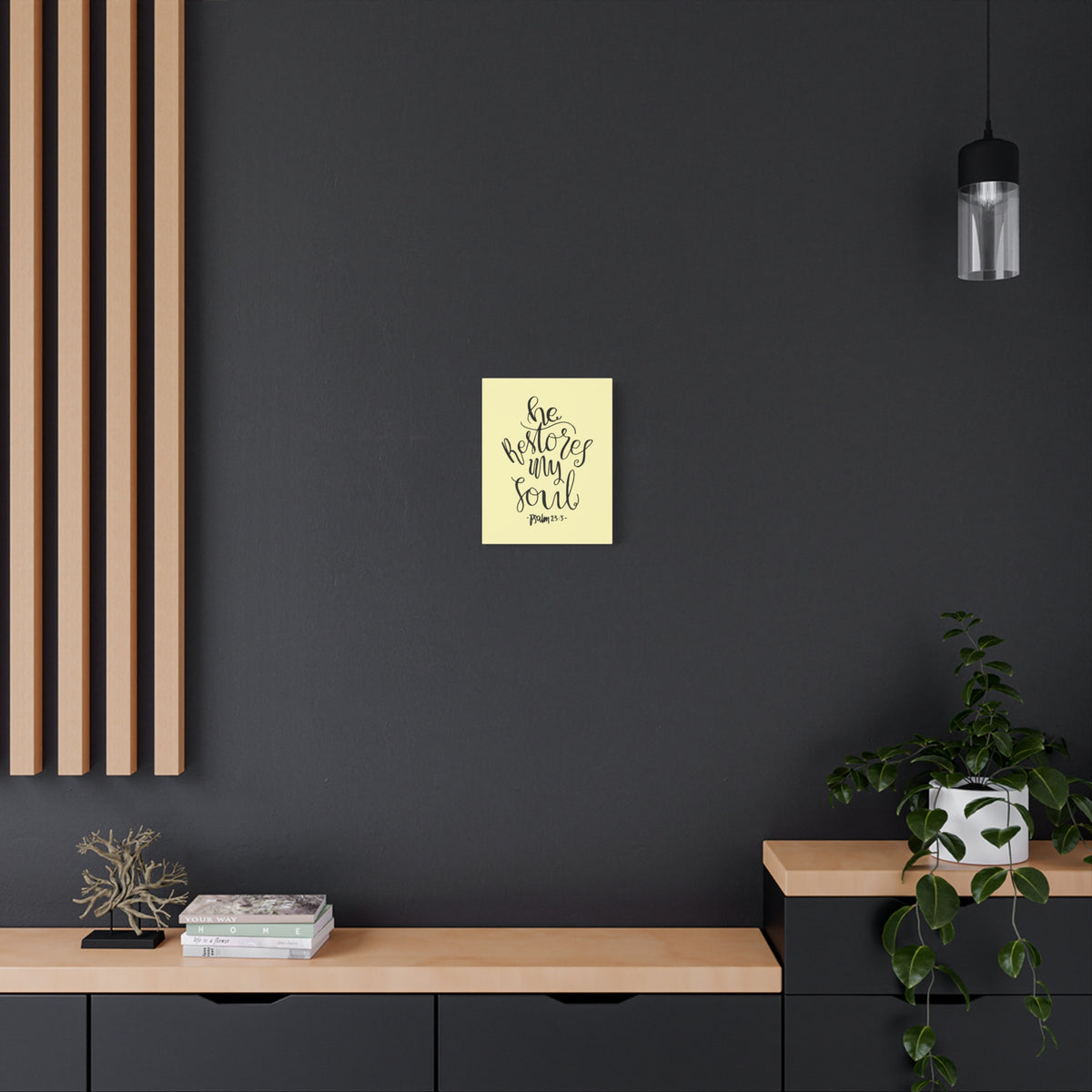 Scripture Walls He Restores My Soul Psalm 23:3 Bible Verse Canvas Christian Wall Art Ready To Hang-Express Your Love Gifts
