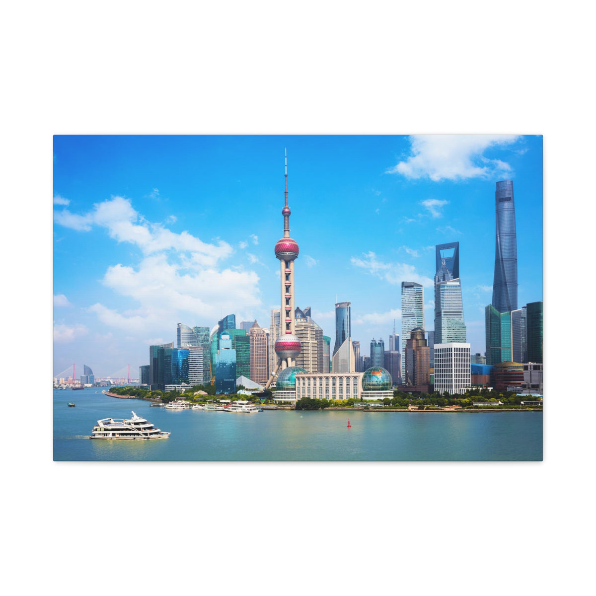 Shanghai Daytime Skyline Canvas Artwork High-Quality Breathtaking Stunning Cityscape for Home Decor Ready to Hang-Express Your Love Gifts