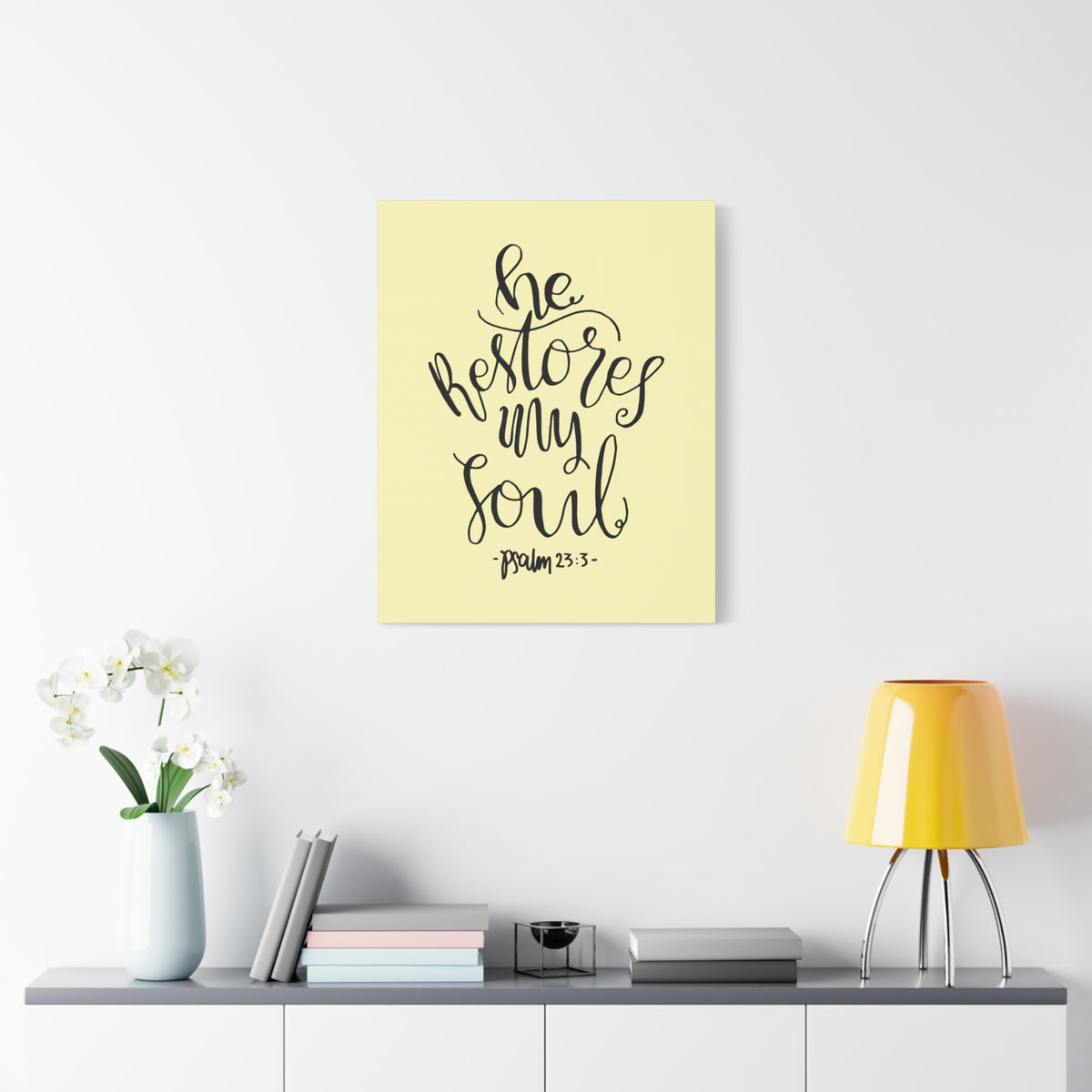 Scripture Walls He Restores My Soul Psalm 23:3 Bible Verse Canvas Christian Wall Art Ready To Hang-Express Your Love Gifts