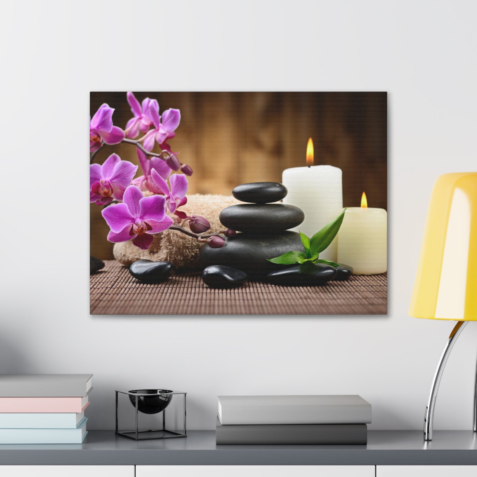 Stones and Bamboo Forest Floral Nature Photography Canvas Wall Art for Home Decor Ready-to-Hang-Express Your Love Gifts