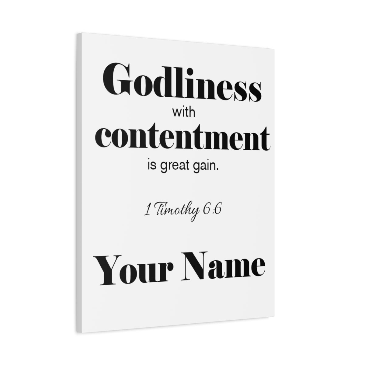 Personalized Godliness 1 Timothy 6:6 Bible Chapter Canvas Christian Wall Art Ready to Hang-Express Your Love Gifts
