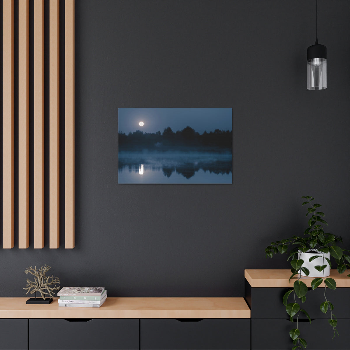 Misty Mountain Reflections Nature Wilderness Photography Canvas Wall Art for Home Decor Ready-to-Hang-Express Your Love Gifts