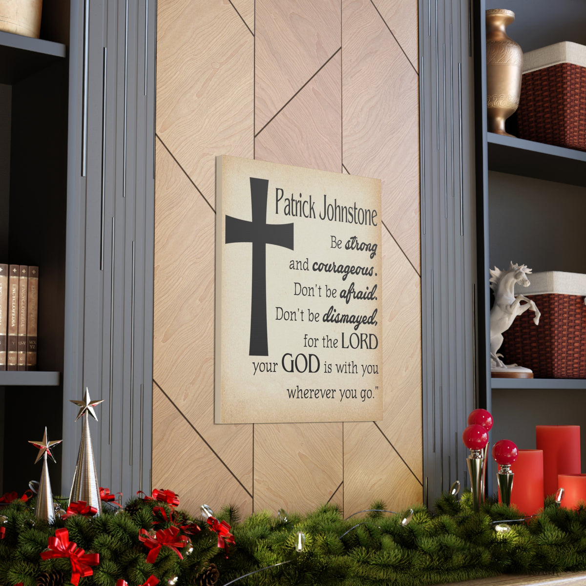 Scripture Walls Personalized Joshua 1:9 Cross Bible Chapter Canvas Christian Wall Art Ready to Hang-Express Your Love Gifts