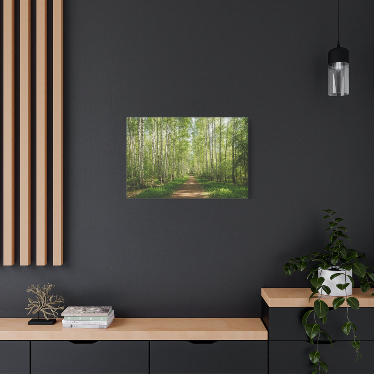 Forest Path Green Tree Nature Wilderness Photography Canvas Wall Art for Home Decor Ready-to-Hang-Express Your Love Gifts