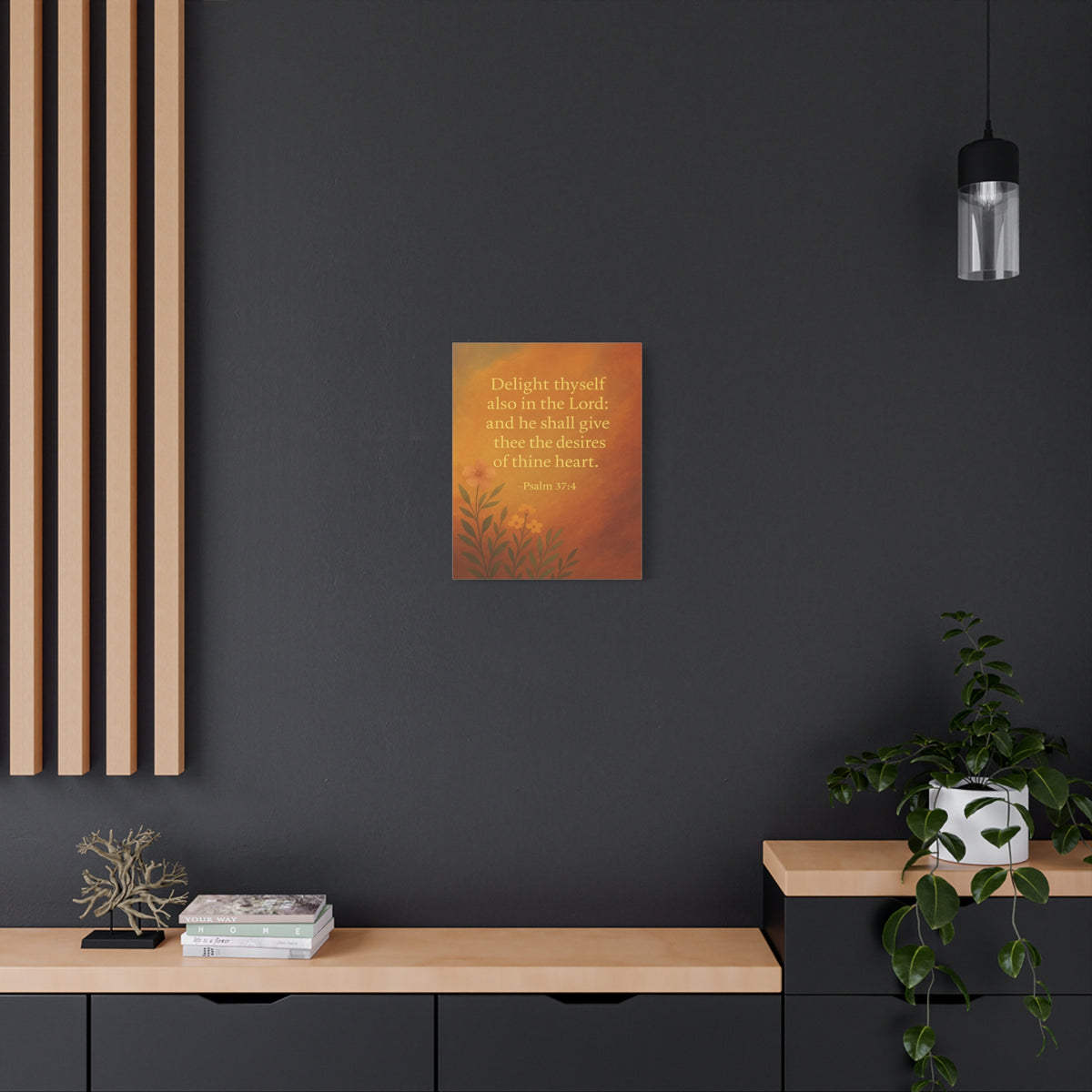 Bible Verse Canvas Psalm 37:4 Christian Home Décor Wall Art Scripture Ready to Hang Faith Print-Express Your Love Gifts
