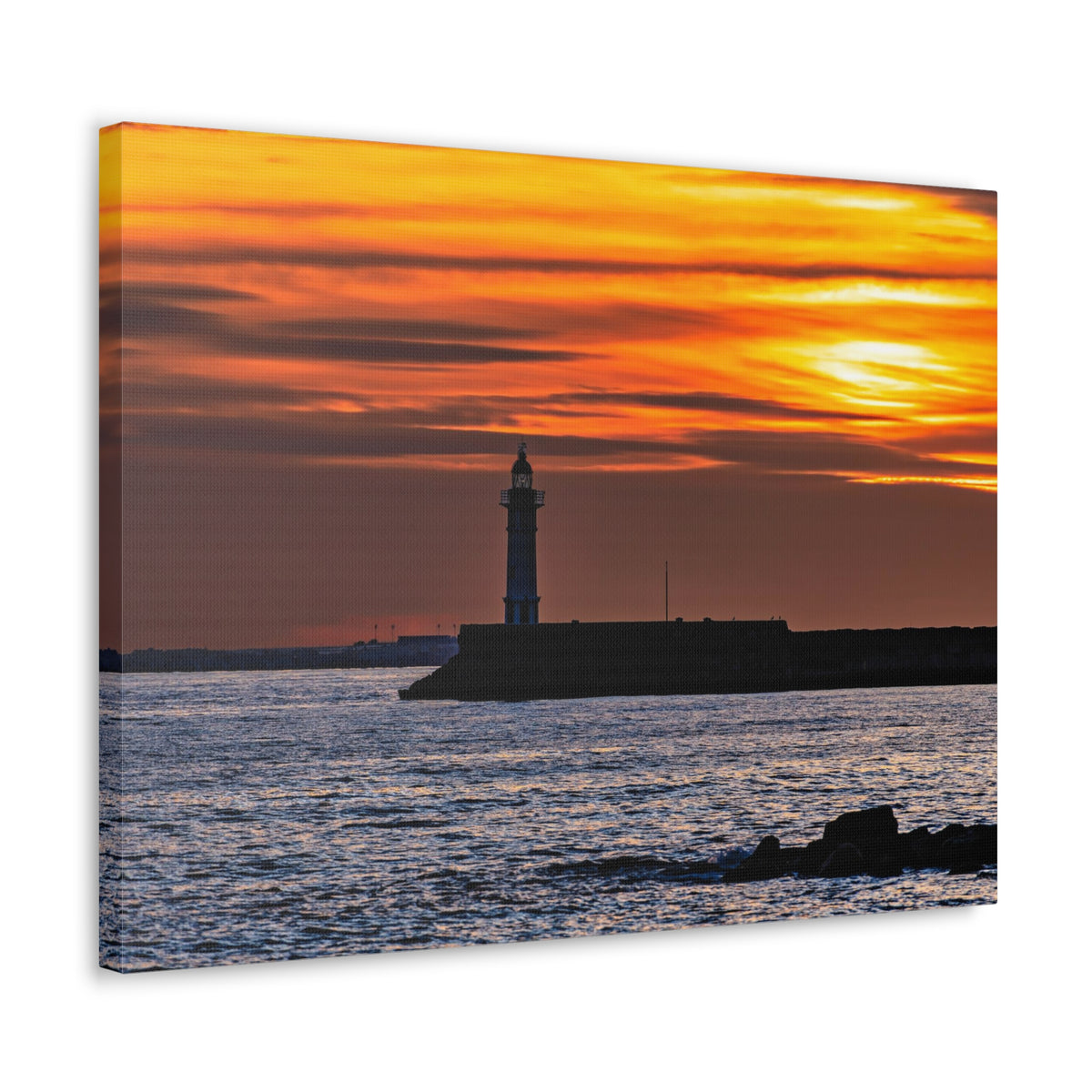Sunset with Lighthouse Forest Floral Nature Photography Canvas Wall Art for Home Decor Ready-to-Hang-Express Your Love Gifts