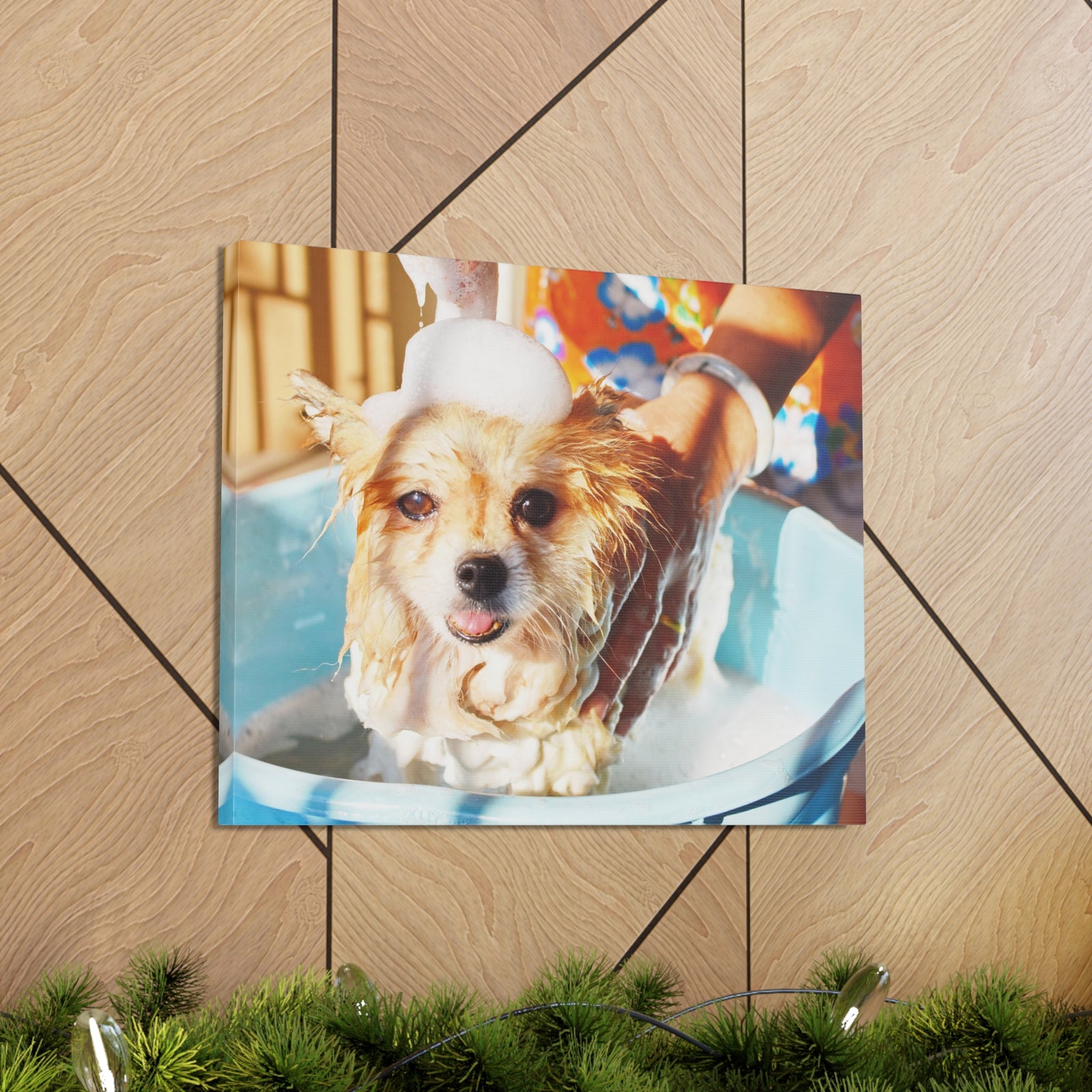 Cute Pomeranian Bathee Canvas Wall Art for Home Decor Ready-to-Hang-Express Your Love Gifts