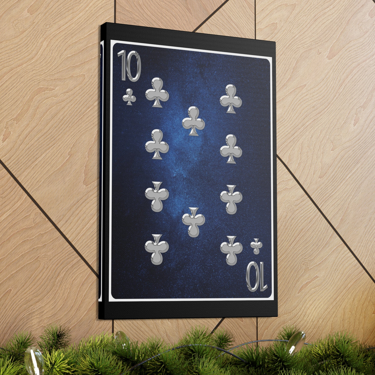 Ten Of Clubs Space Background Playing Card Canvas Wall Art for Home Decor Ready-to-Hang-Express Your Love Gifts