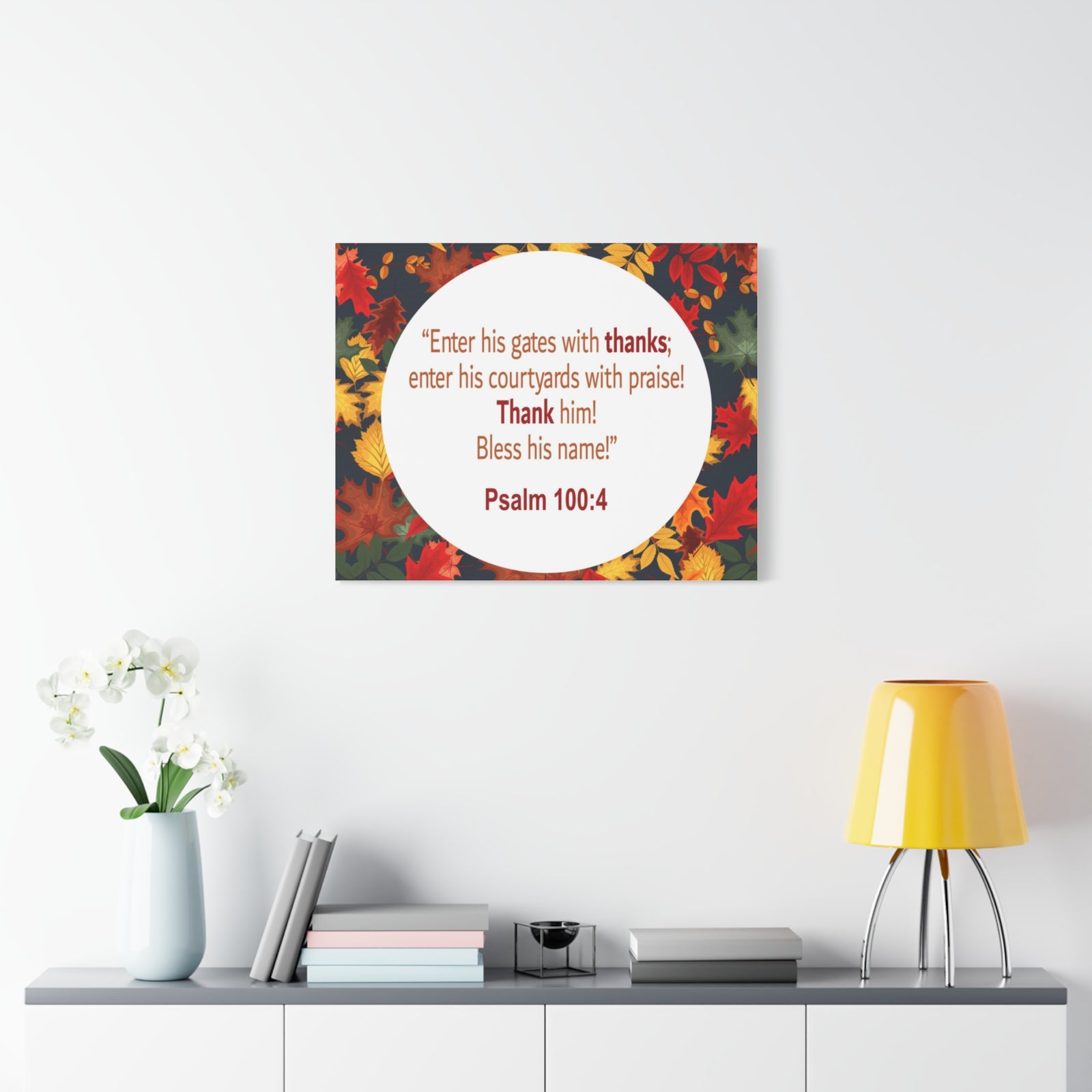 Scripture Walls Gates With Thanks Psalm 100:4 Bible Verse Canvas Christian Wall Art Ready to Hang-Express Your Love Gifts
