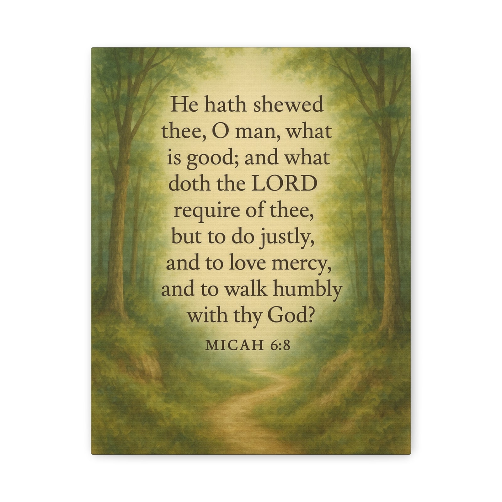 Bible Verse Canvas Micah 6:8 Christian Home Décor Wall Art Scripture Ready to Hang Faith Print-Express Your Love Gifts