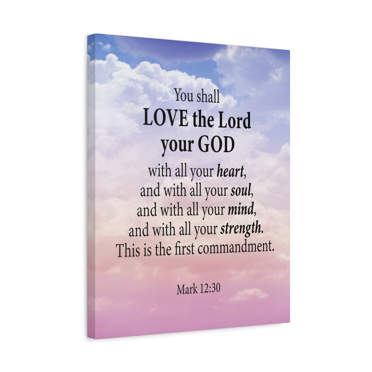 Bible Verse Canvas Love the Lord With All Your Heart Mark 12:30 Wall Art Christian Home Decor-Express Your Love Gifts