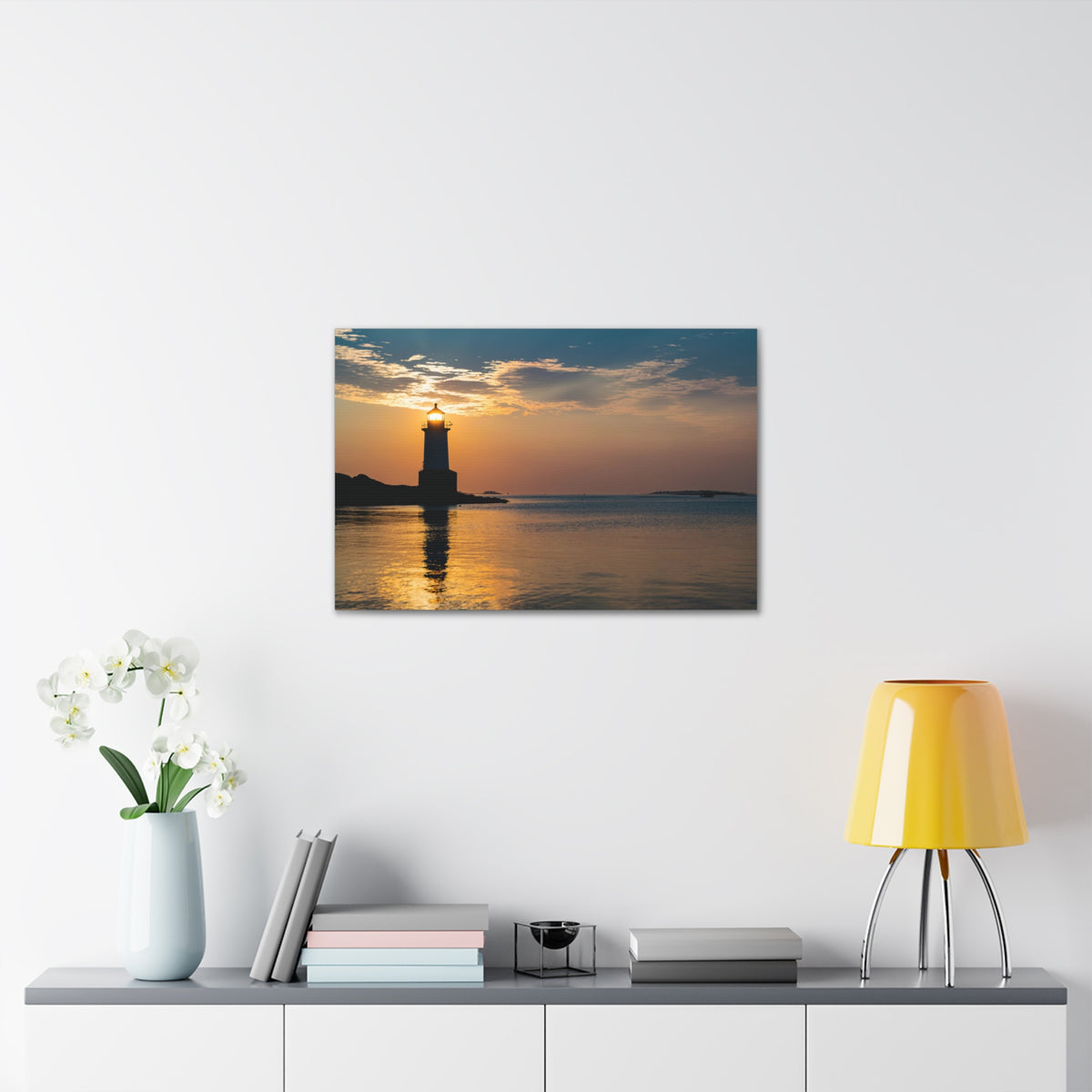 Lighthouse at Dawn Forest Floral Nature Photography Canvas Wall Art for Home Decor Ready-to-Hang-Express Your Love Gifts