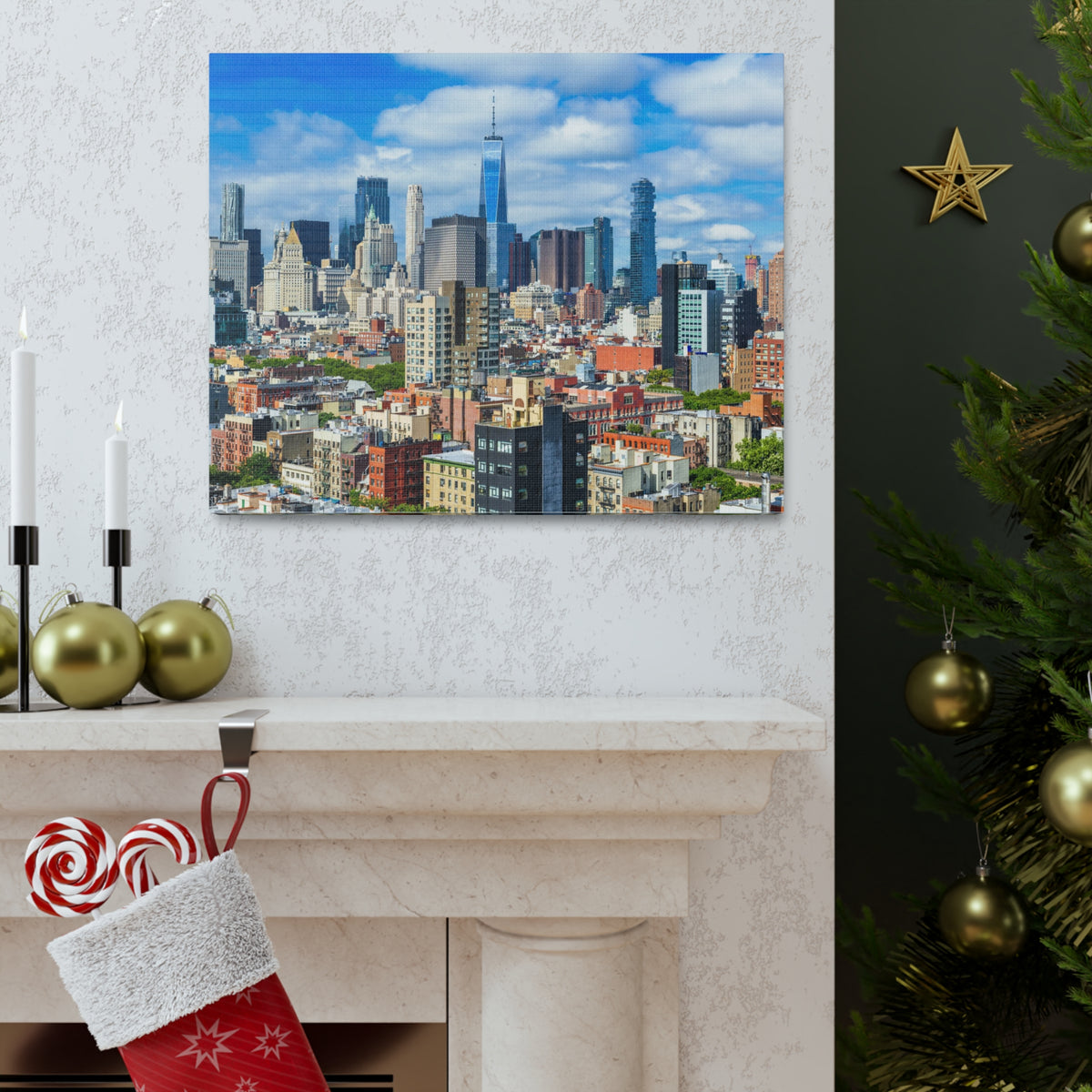 New York Daytime Skyline Canvas Artwork High-Quality Breathtaking Stunning Cityscape for Home Decor Ready to Hang-Express Your Love Gifts