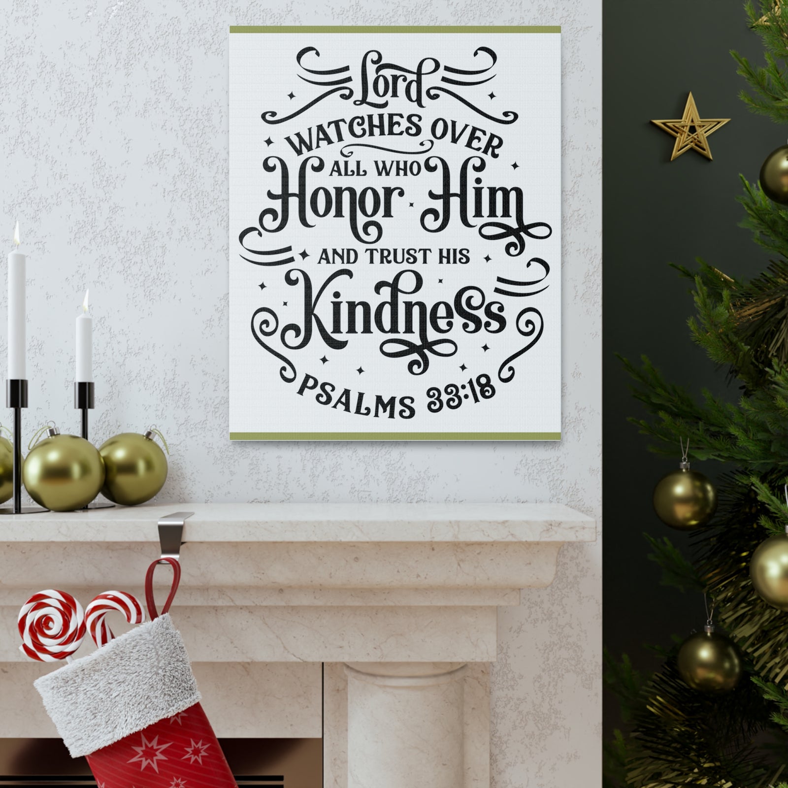 Scripture Walls Lord Watches Over All Who Honor Him Psalms 33:18 Bible Verse Canvas Christian Wall Art Ready To Hang-Express Your Love Gifts