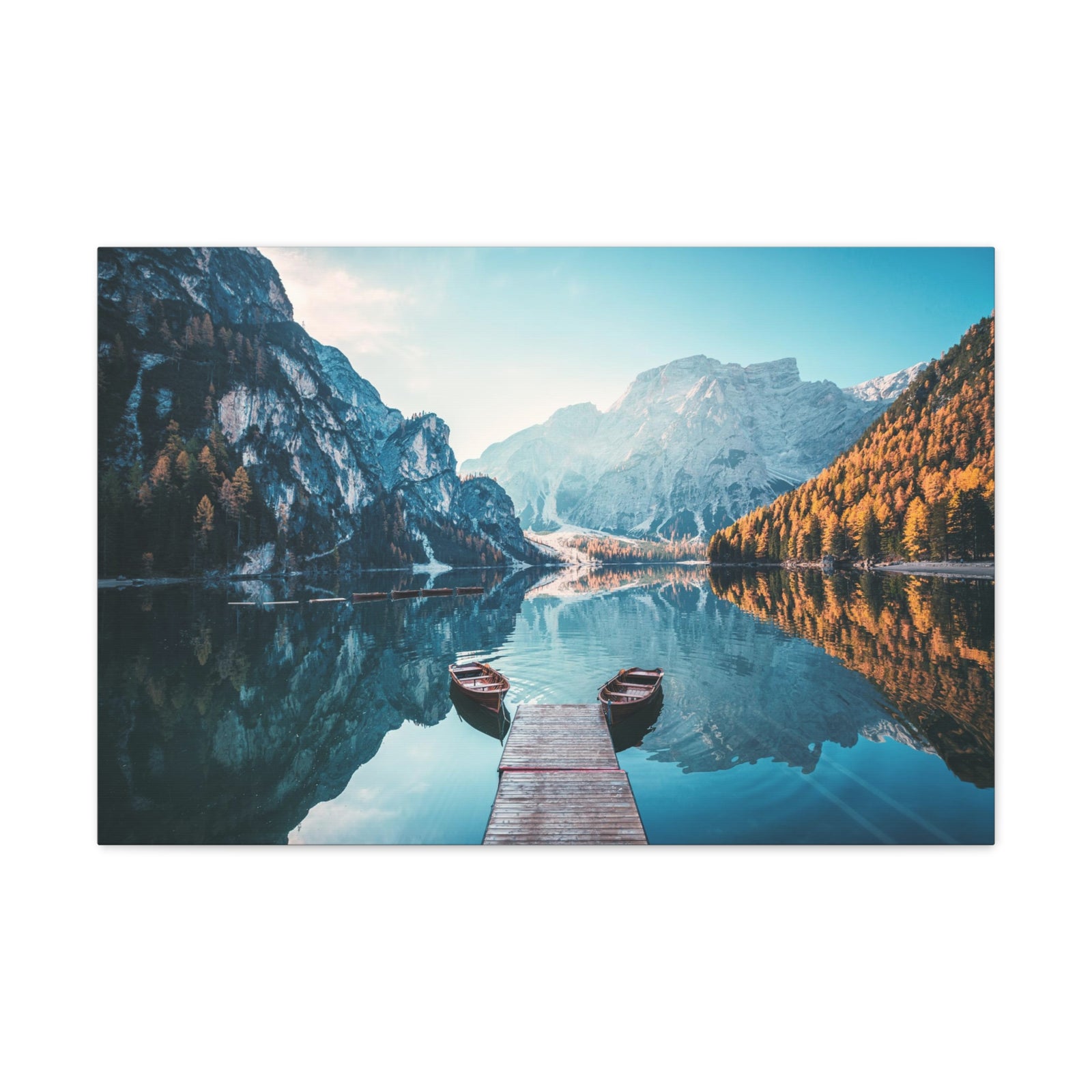 Mountain Valley Clear Lake Nature Wilderness Photography Canvas Wall Art for Home Decor Ready-to-Hang-Express Your Love Gifts