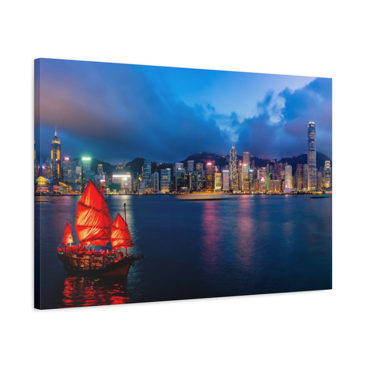 Hong Kong Night Skyline Canvas Artwork High-Quality Breathtaking Stunning Cityscape for Home Decor Ready to Hang-Express Your Love Gifts