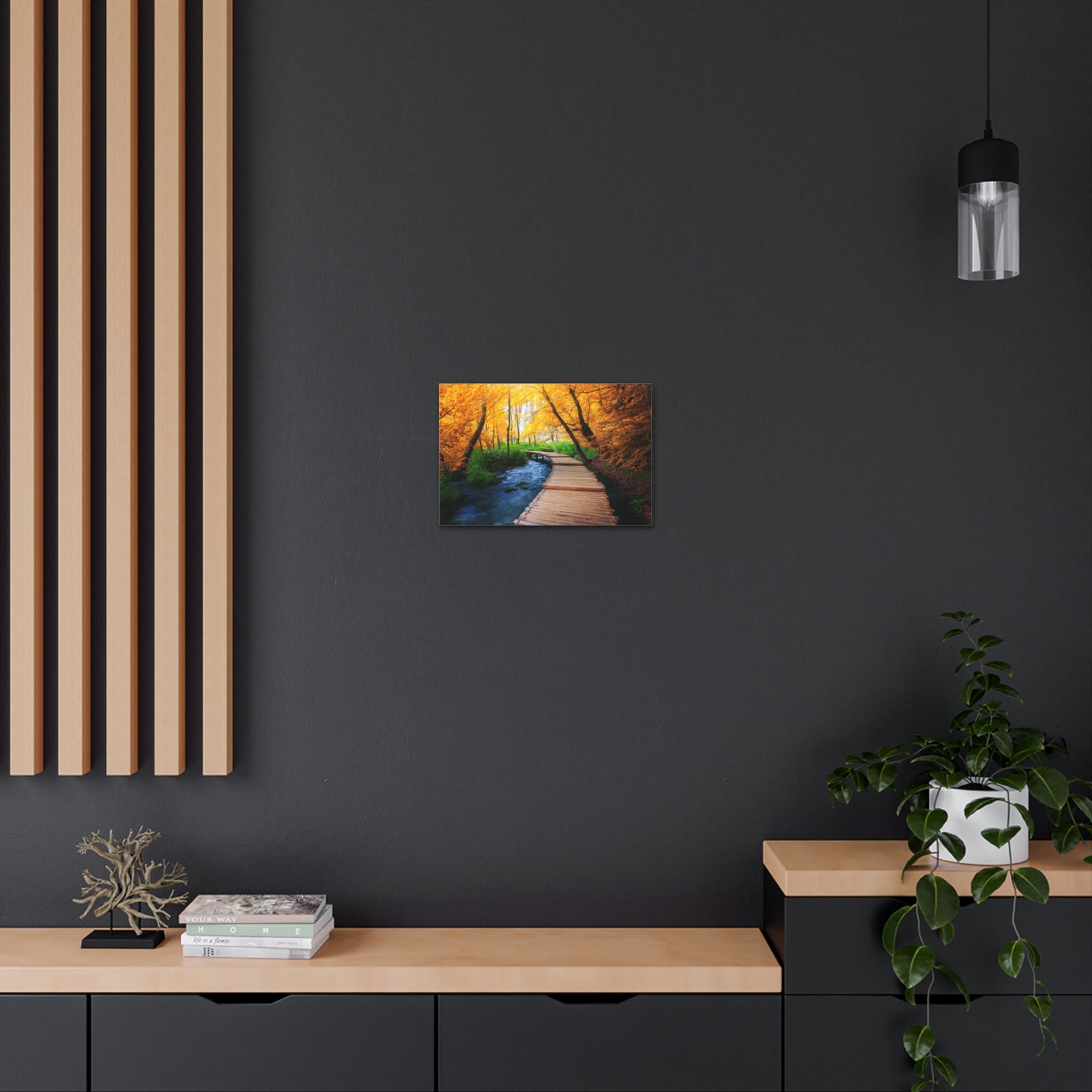 Path Autumn Orange Tree Nature Wilderness Photography Canvas Wall Art for Home Decor Ready-to-Hang-Express Your Love Gifts