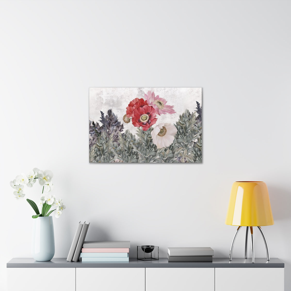 Poppies Flowers Illustration Flower Canvas Wall Art for Home Decor Ready-to-Hang-Express Your Love Gifts