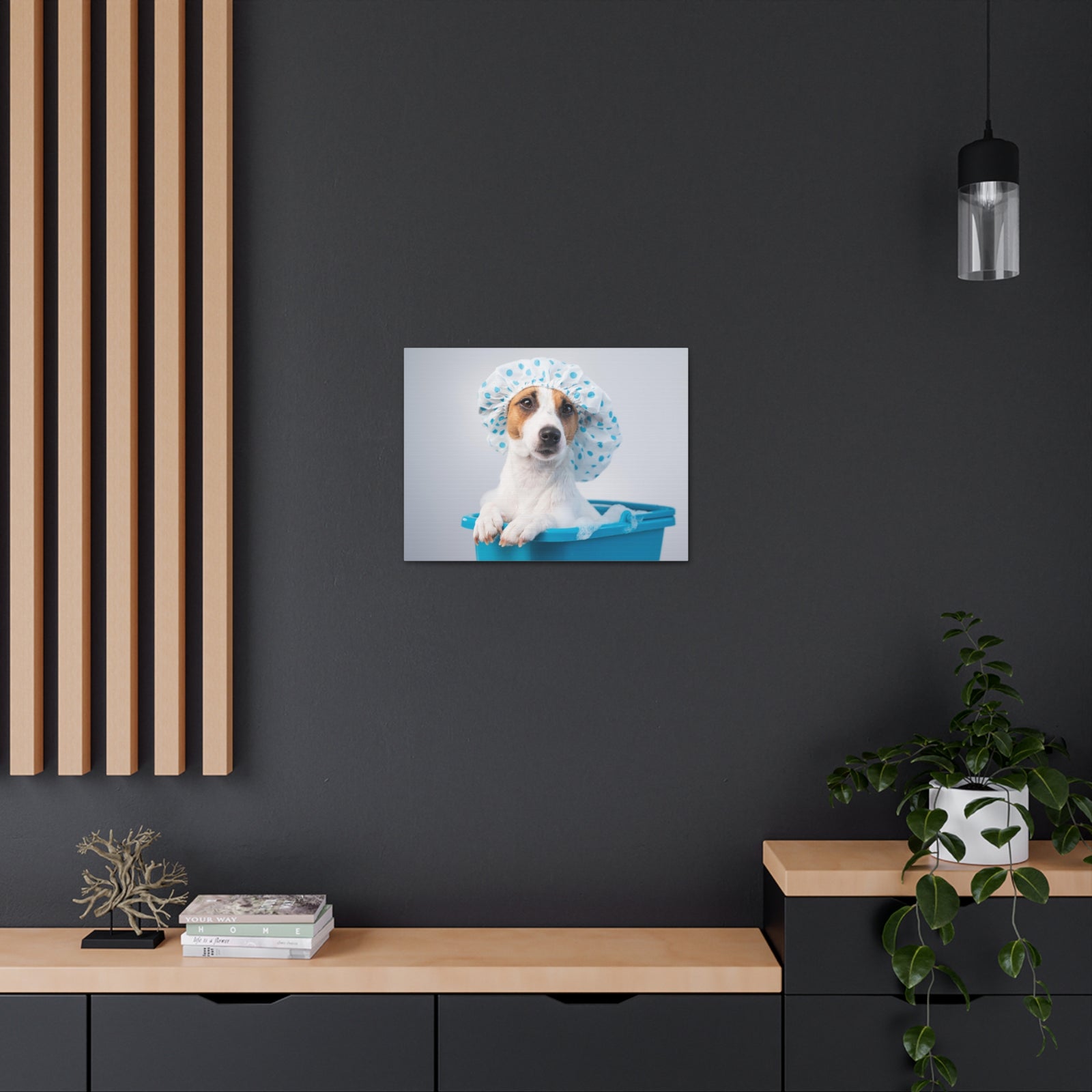 Cute Russel Terrier Bath Canvas Wall Art for Home Decor Ready-to-Hang-Express Your Love Gifts
