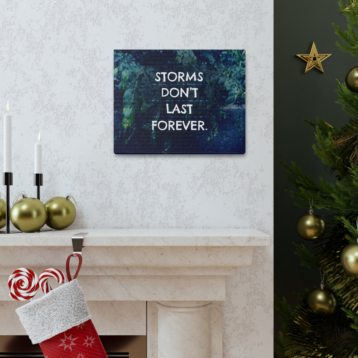 Inspirational Quote Canvas Storms Don't Last Forever Motivational Print Ready to Hang Artwork-Express Your Love Gifts