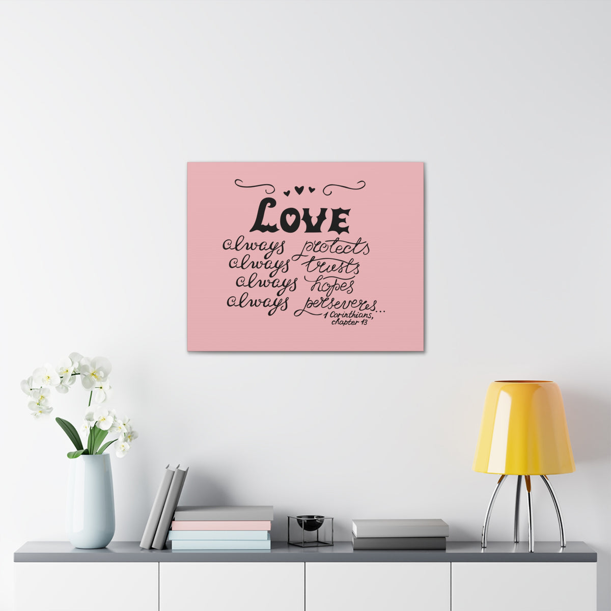 Scripture Canvas Love Always Protects 1 Corinthians Chapter 13 Christian Wall Art Bible Verse Print Ready To Hang-Express Your Love Gifts