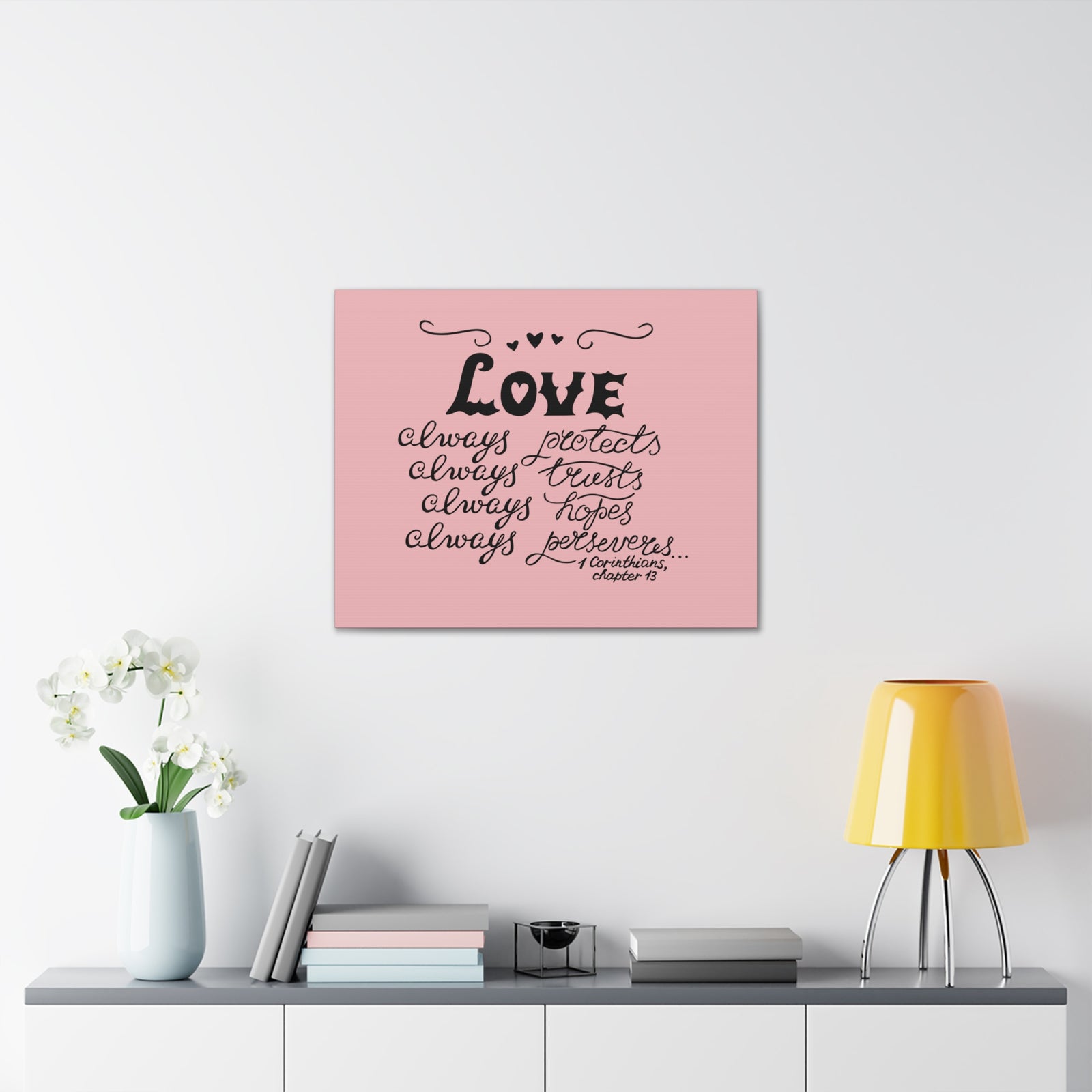 Scripture Canvas Love Always Protects 1 Corinthians Chapter 13 Christian Wall Art Bible Verse Print Ready To Hang-Express Your Love Gifts