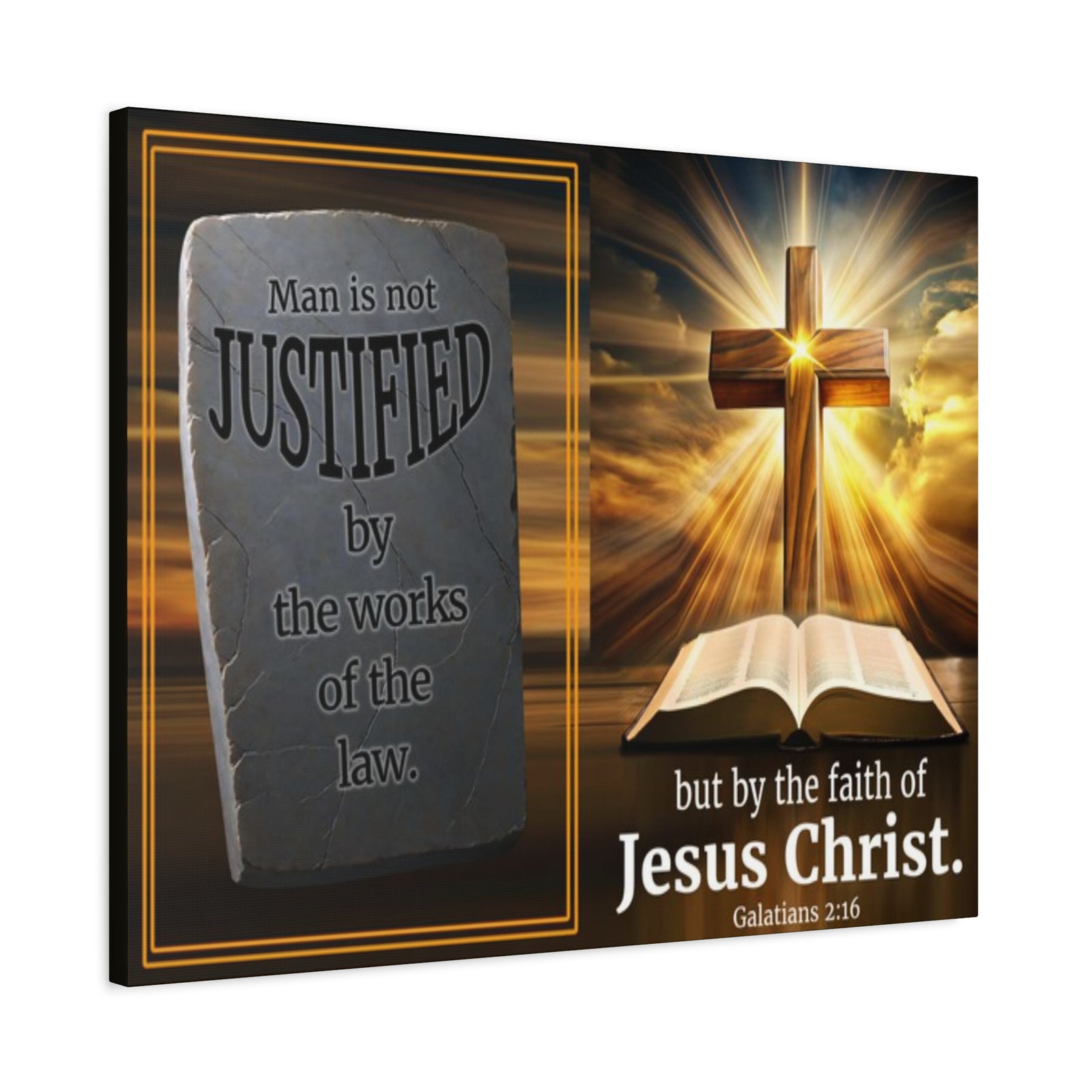 Scripture Walls Galatians 2:16 Faith & Law Bible Verse Canvas Christian Wall Art Ready to Hang Unframed-Express Your Love Gifts