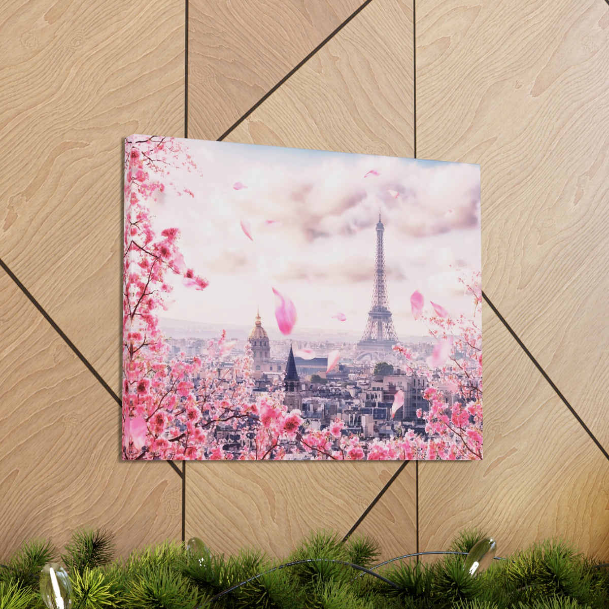 Paris Pink Tree Eiffel Tower France Canvas Artwork High-Quality Breathtaking French City for Home Decor Ready to Hang-Express Your Love Gifts