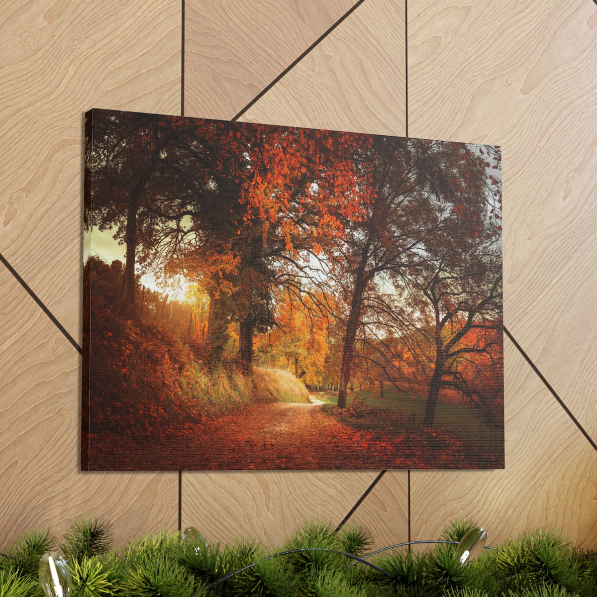 Autumn Park Orange Tree Nature Wilderness Photography Canvas Wall Art for Home Decor Ready-to-Hang-Express Your Love Gifts