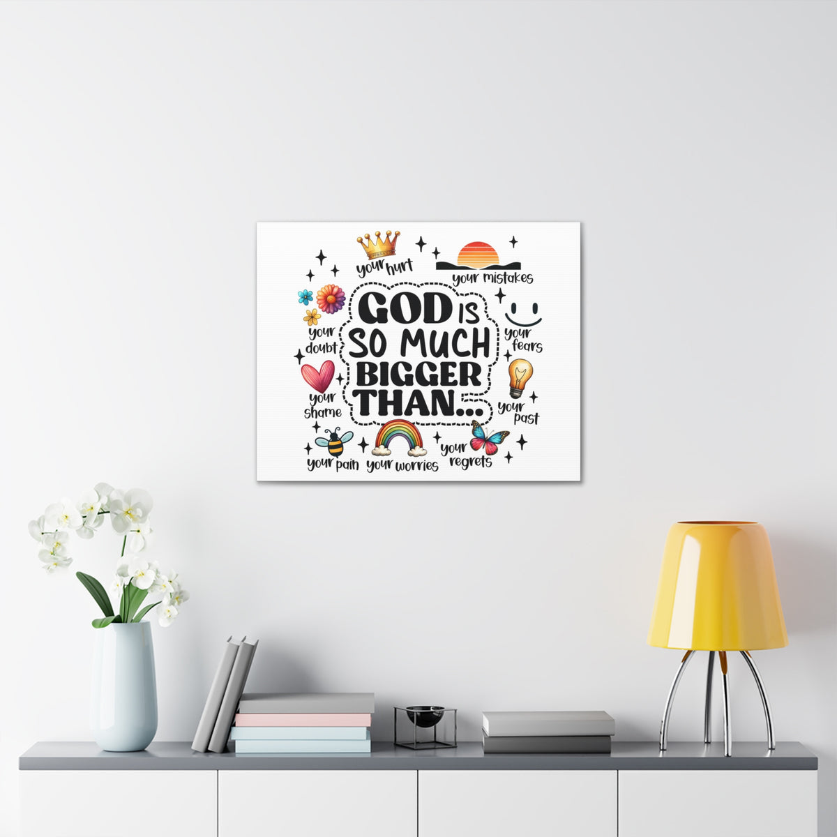 Scripture Walls God Bigger Than Everything Bible Verse Canvas Christian Wall Art Ready to Hang Unframed-Express Your Love Gifts