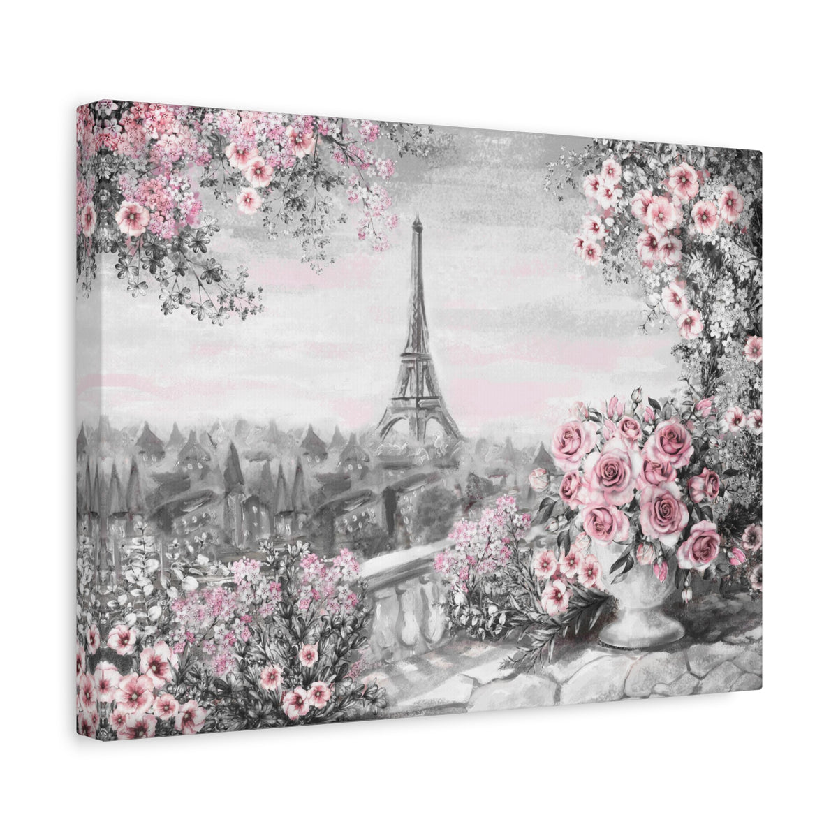 Paris Pink Rose France Canvas Artwork High-Quality Breathtaking French City for Home Decor Ready to Hang-Express Your Love Gifts
