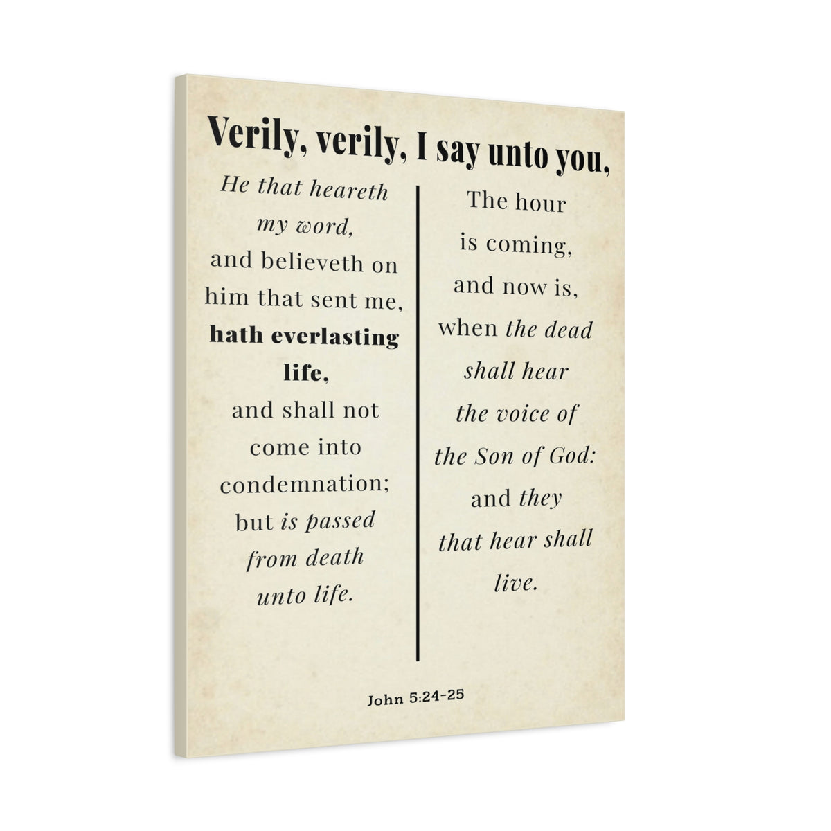 Scripture Walls John 5:24-25 Regeneration and Eternal Life Bible Verse Canvas Christian Wall Art Ready to Hang Unframed-Express Your Love Gifts