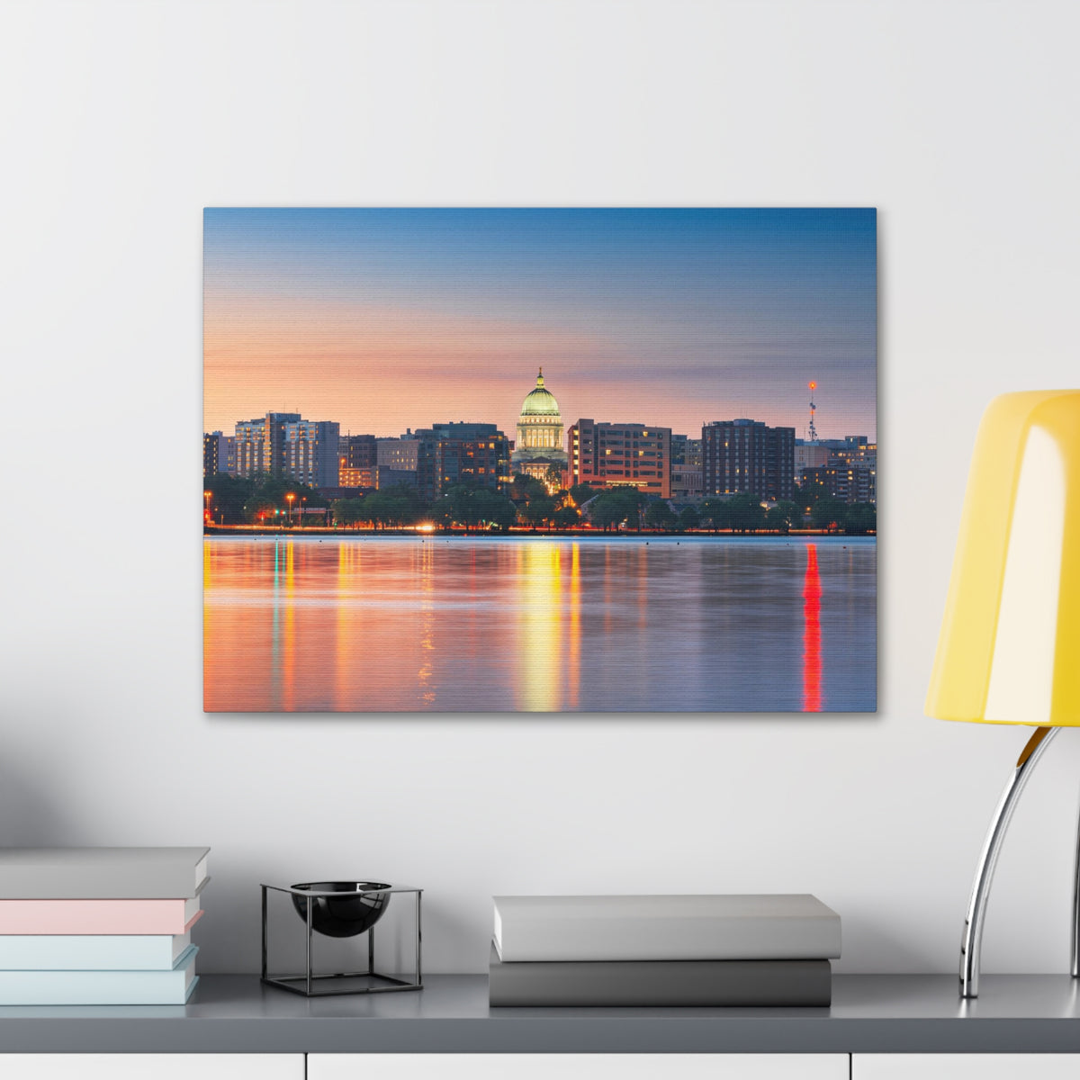 Madison Night Skyline Canvas Artwork High-Quality Breathtaking Stunning Cityscape for Home Decor Ready to Hang-Express Your Love Gifts