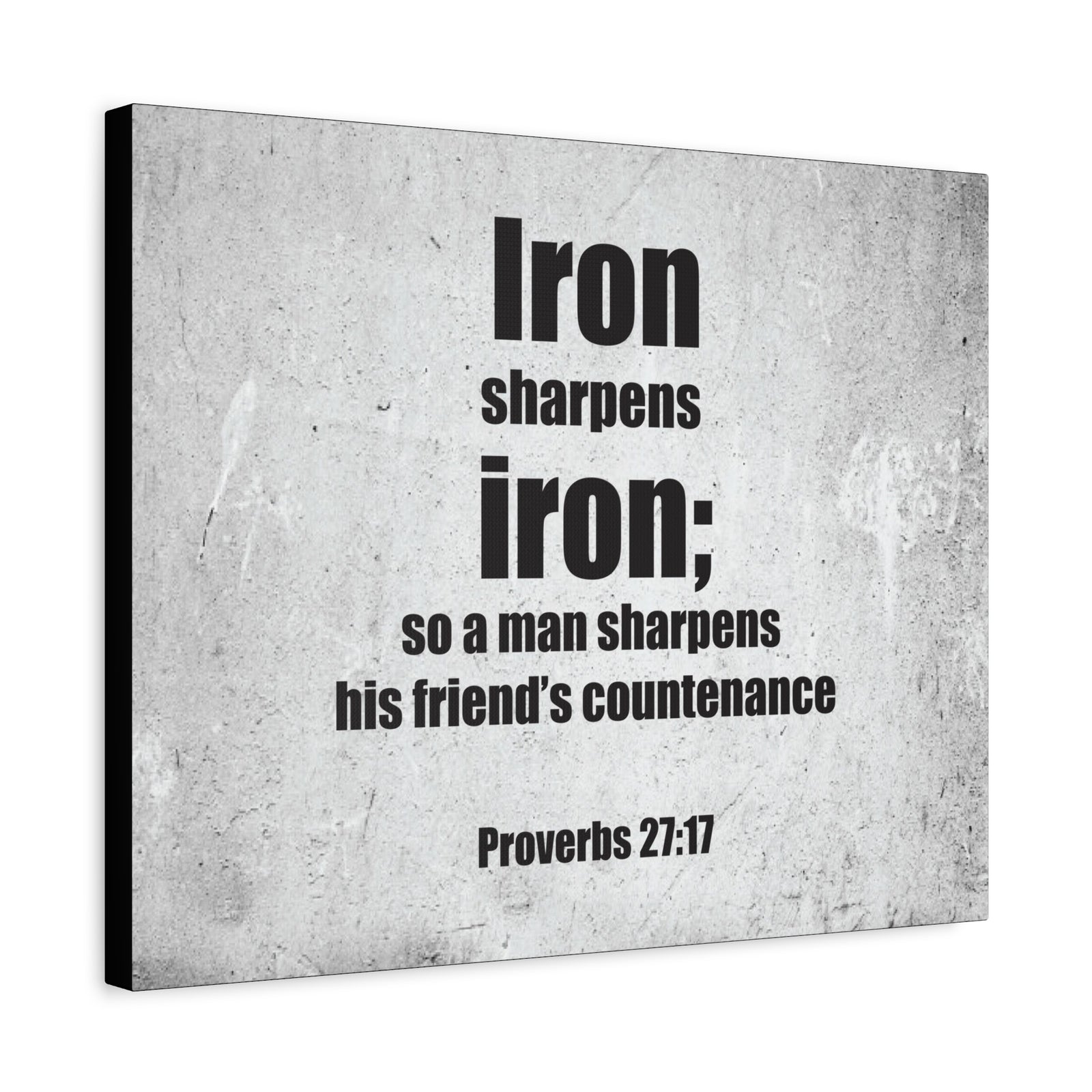 Scripture Canvas Iron Sharpens Iron Proverbs 27:17 Christian Wall Art Bible Verse Print Ready to Hang-Express Your Love Gifts