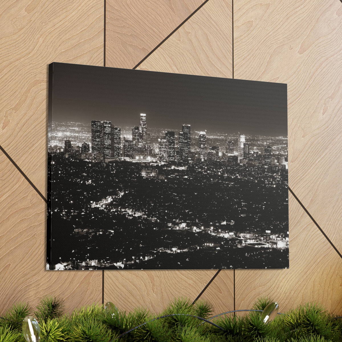 Los Angeles Black And White Skyline Canvas Artwork High-Quality Breathtaking Stunning Cityscape for Home Decor Ready to Hang-Express Your Love Gifts